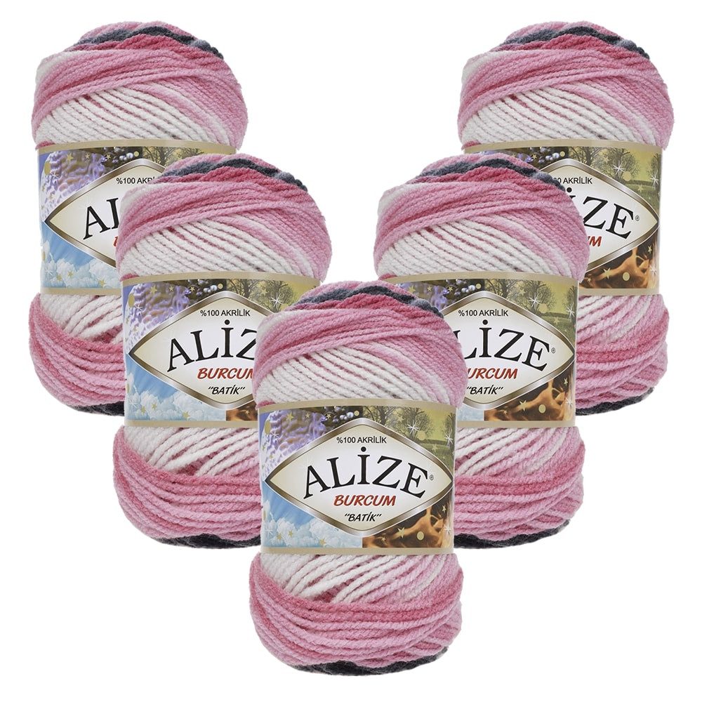 Alize 5 x ALIZE Burcum Batik Häkelwolle, 210 m, 100% Acryl,Handstrickgarn, Acrylgarn, Farbverlauf