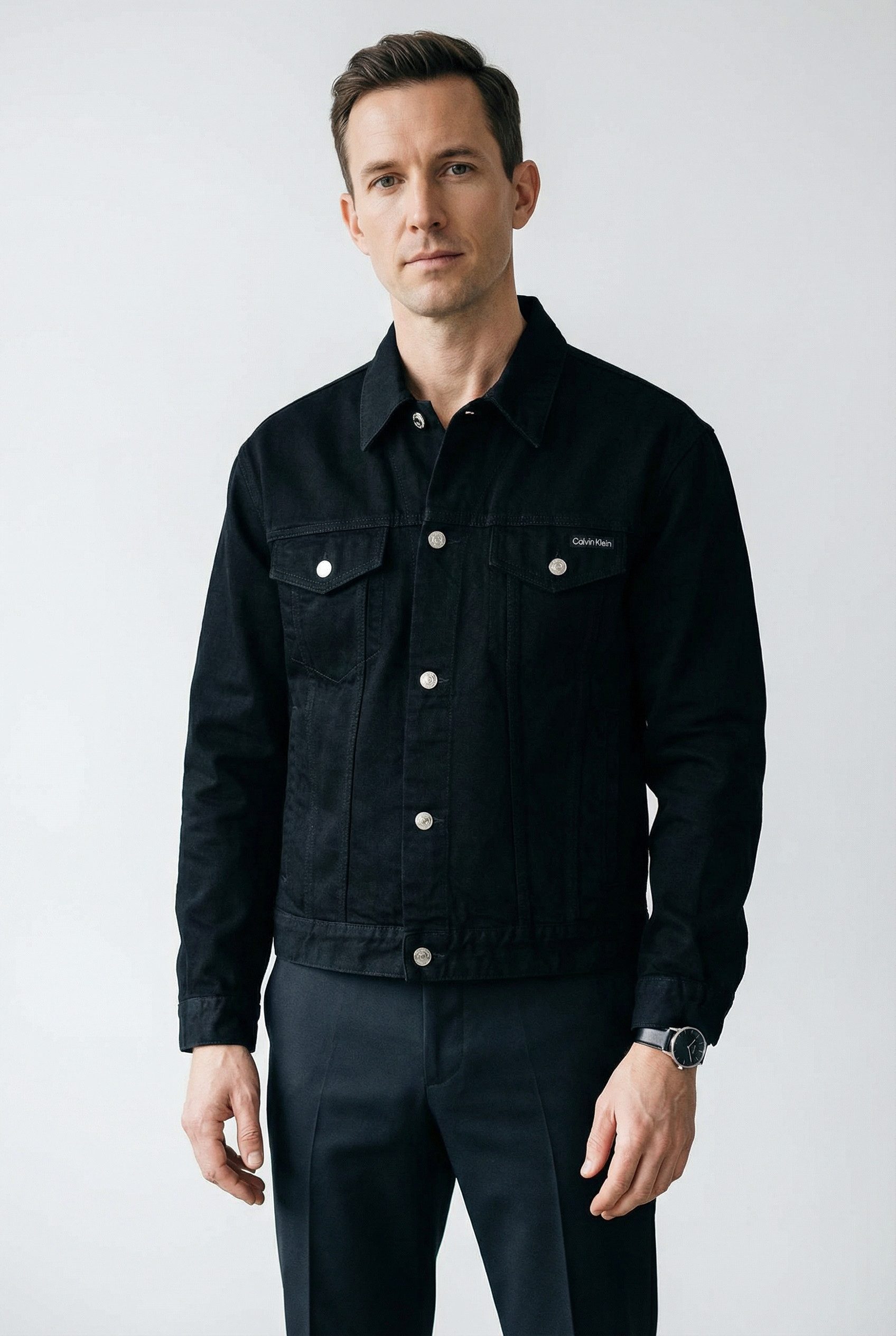 Calvin Klein Jeans Jeansjacke 90S CK CLASSIC BLACK TRUCKER Regular fit mit normalen Hemdkragen