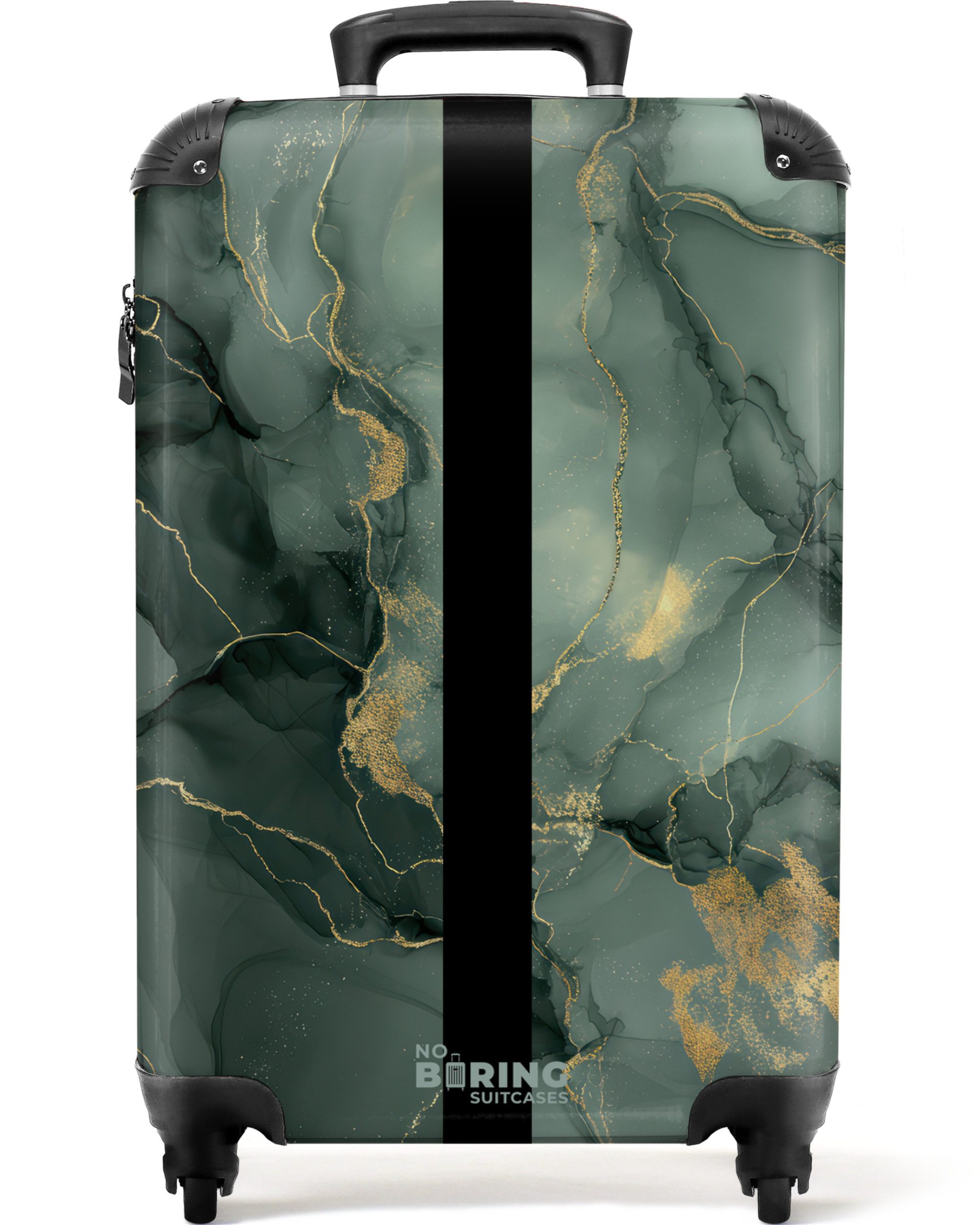 NoBoringSuitcases.com© Kinderkoffer Grüne Marmortextur mit goldenen Akzenten 55x35x20cm, 4 Rollen, Reisetasche mit Rollen, Koffer Handgepäck Flugzeug