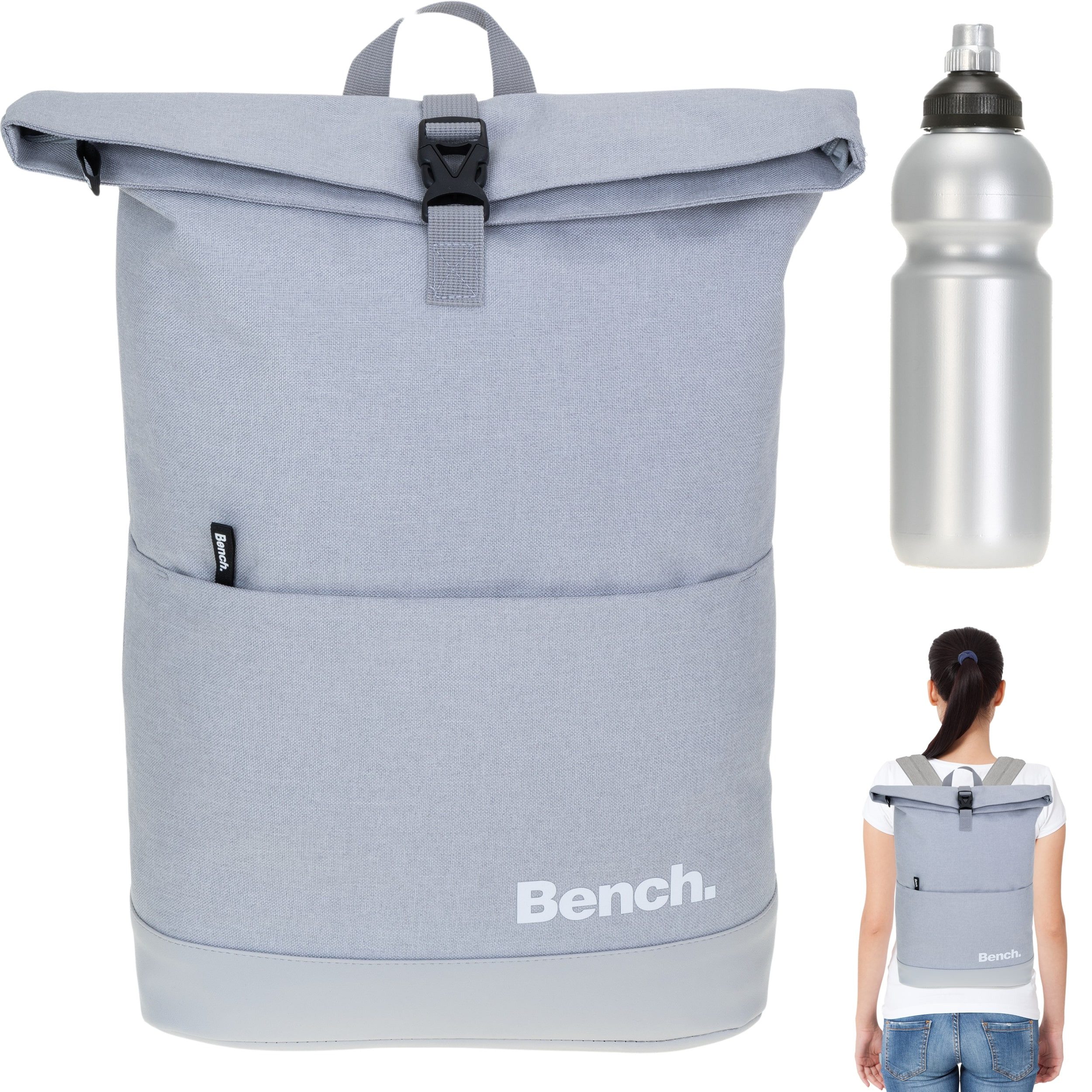 Rucksack Damen Herren Kurierrucksack Laptop Fach Roll-Top