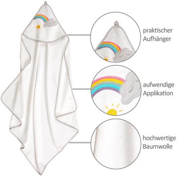 Smithy Handtuch Set 3-tlg. Set mit Regenbogen/Wolke, Frottee, (Spar-Set, 3-tlg), Set aus Kapuzenhandtuch, Waschlappen und Lätzchen