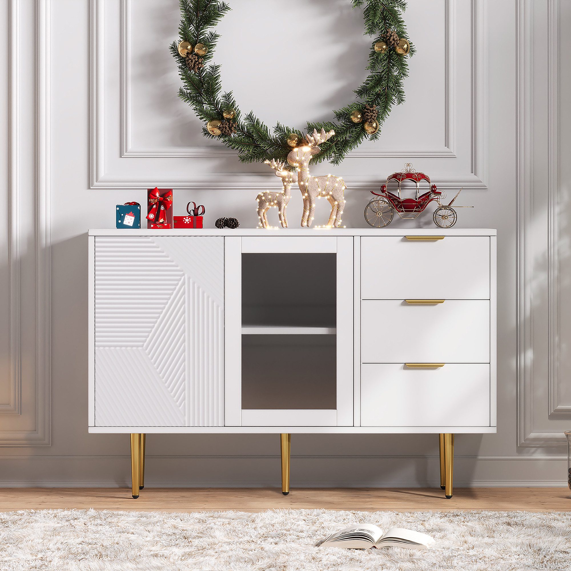 KLAM HOME Sideboard Kommode mit 3 günstig online kaufen