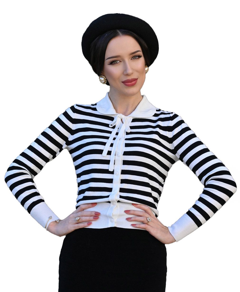 Hearts & Roses London Strickjacke The Monroe Classic Stripe Cardigan Vintage
