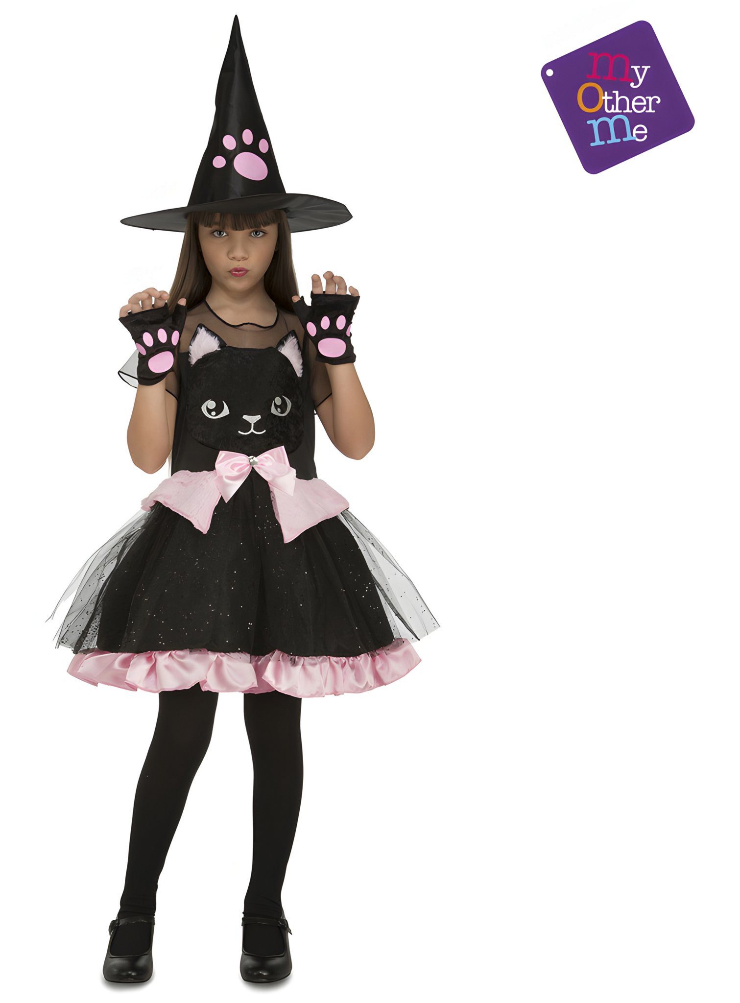 Metamorph Hexen-Kostüm Katzenhexe Kostüm für Kinder, Bezaubernde Kombination aus Hexenkleid und Kätzchen-Look