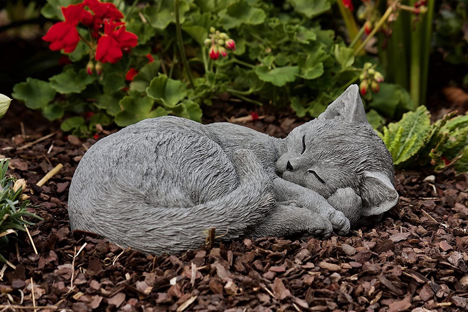Stone and Style Gartenfigur Steinfigur Katze Karthäuser schlafend eingeroll günstig online kaufen