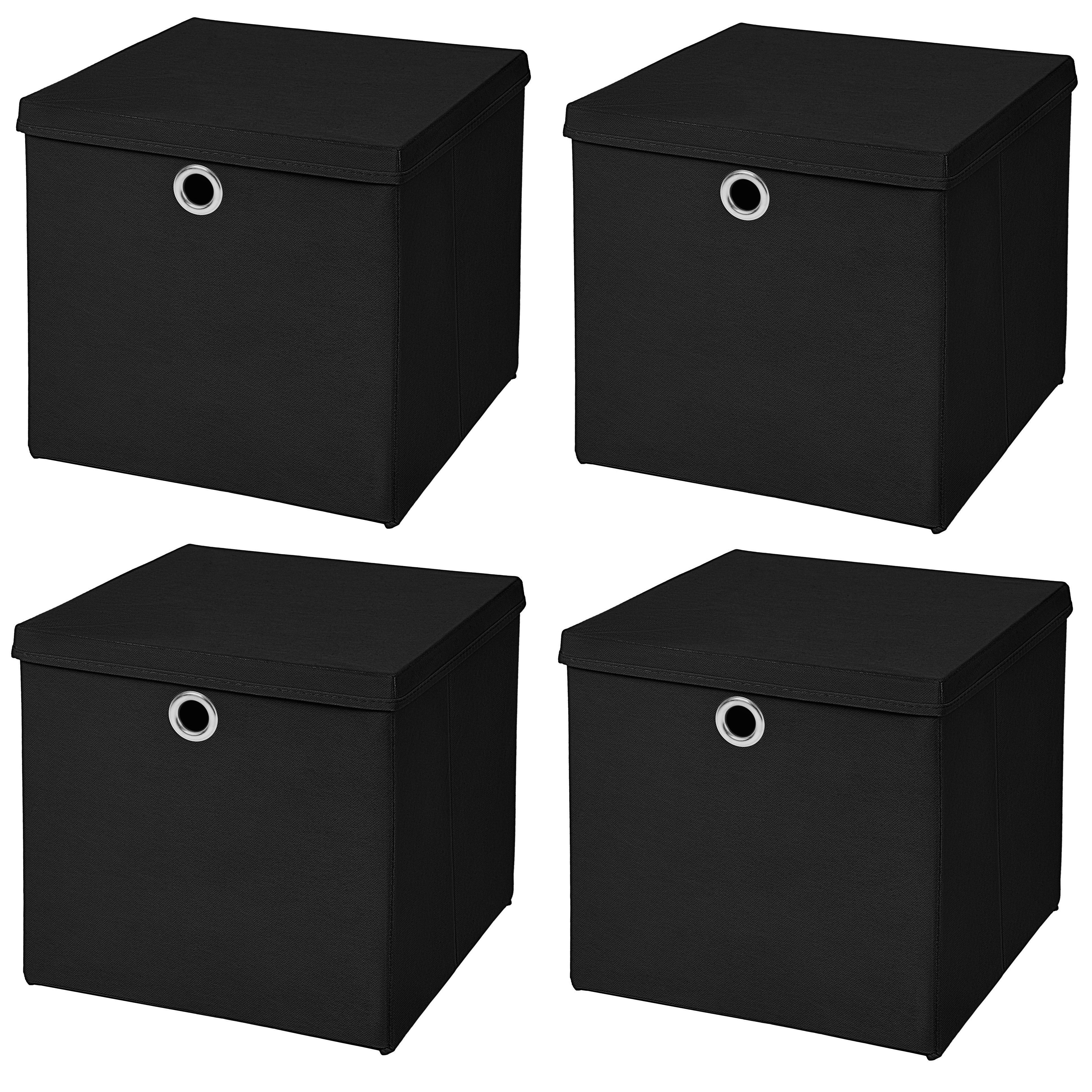 StickandShine Faltbox 4er SET 33 x 33 x 33 cm mit Deckel – perfekt für KALLAX - 19 Farben