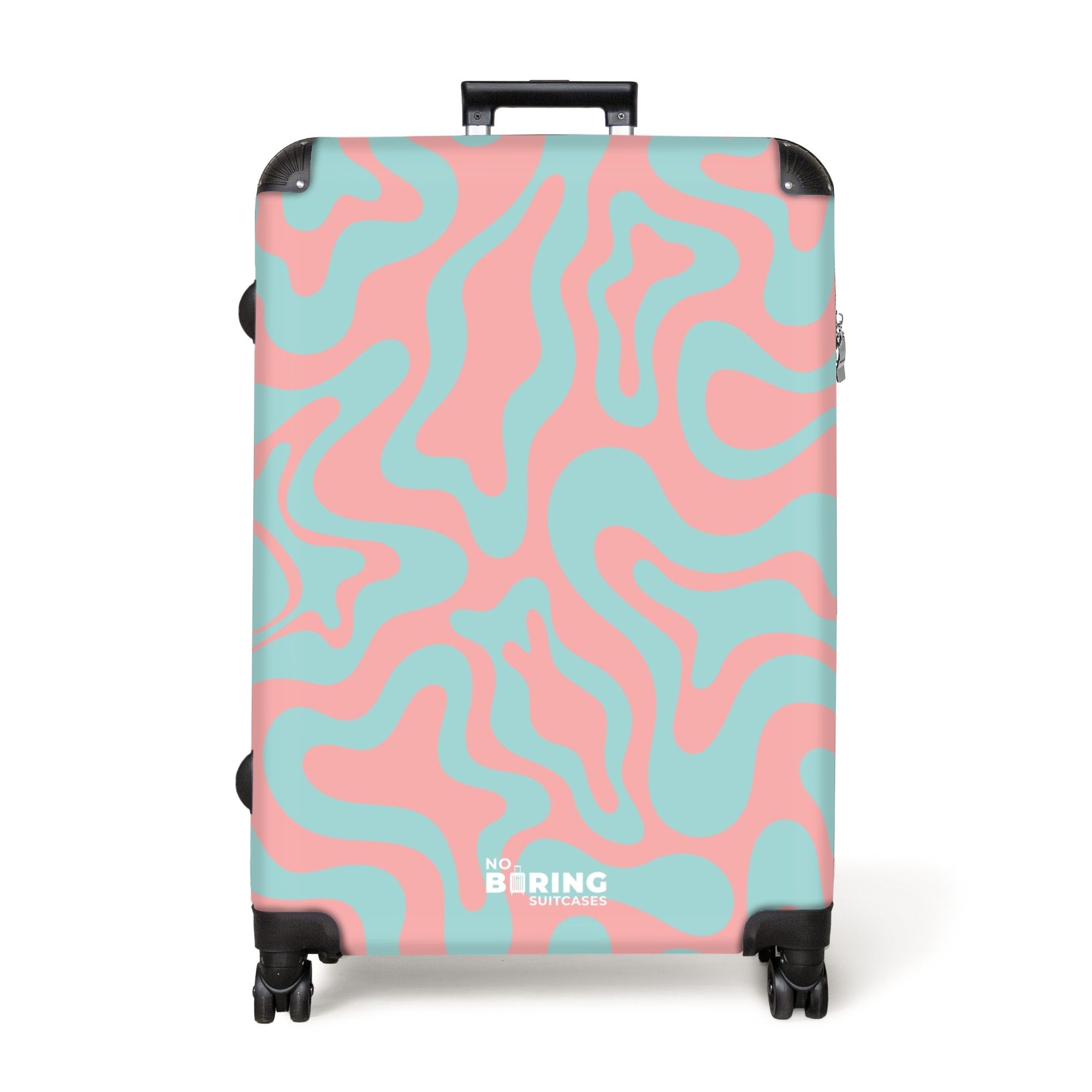 NoBoringSuitcases.com© Hartschalen-Trolley Rosa mit blauem abstraktem günstig online kaufen
