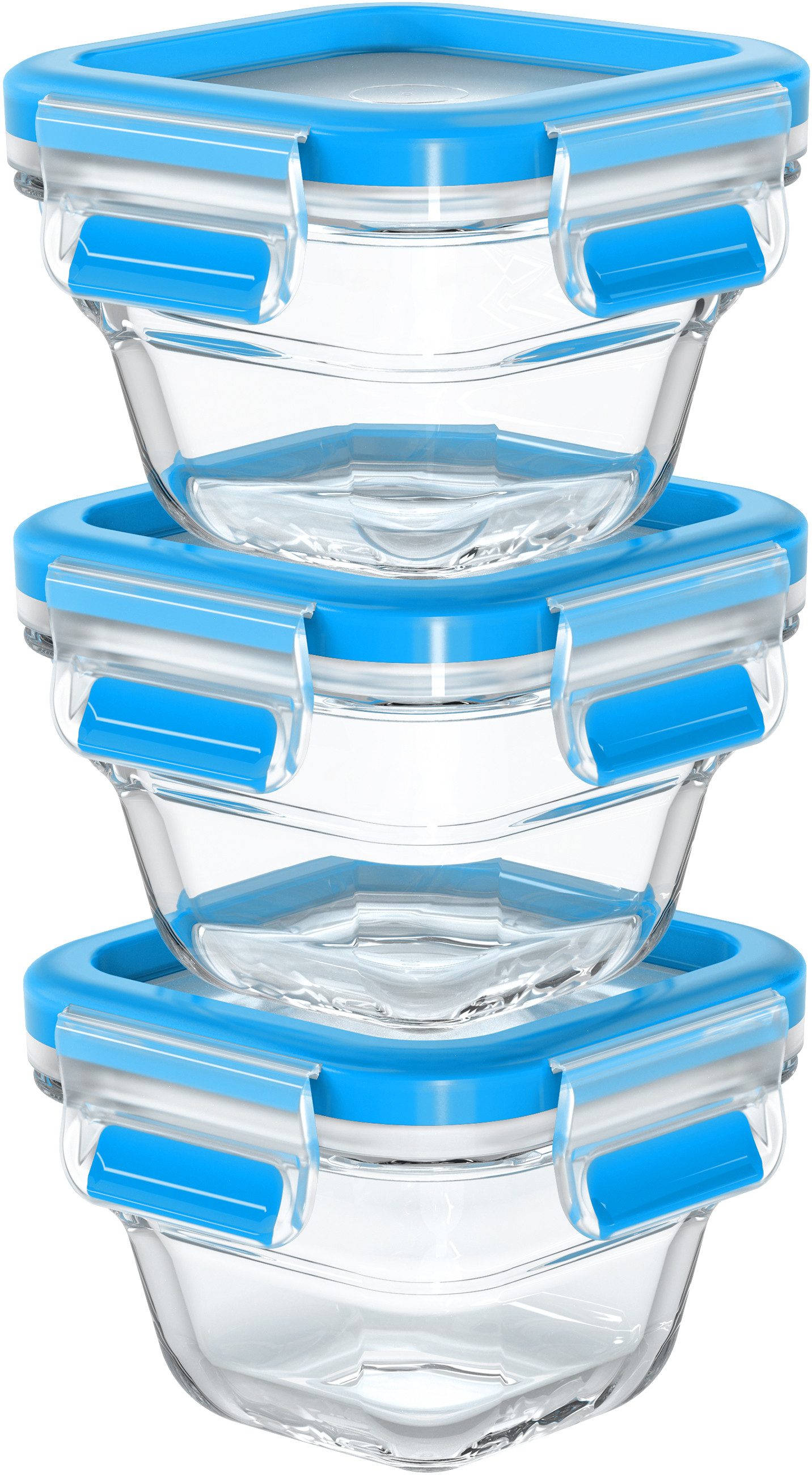 Emsa Frischhaltedose N10507 Clip & Close Glas, Glas, Kunststoff, (Set, 3-tlg), 3 x 0,18L, gefrierfest, backofenfest, mikrowellenfest, 100% dicht