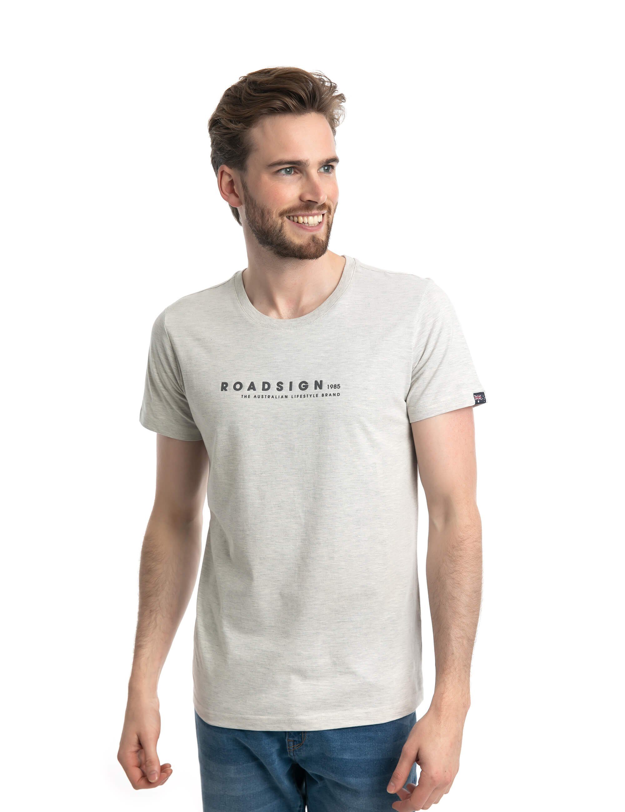 ROADSIGN australia T-Shirt Roadsign Lifestyle (1-tlg) mit Rundhalsausschnitt & Logo-Aufdruck, 100 % BCI-Baumwolle Ecru