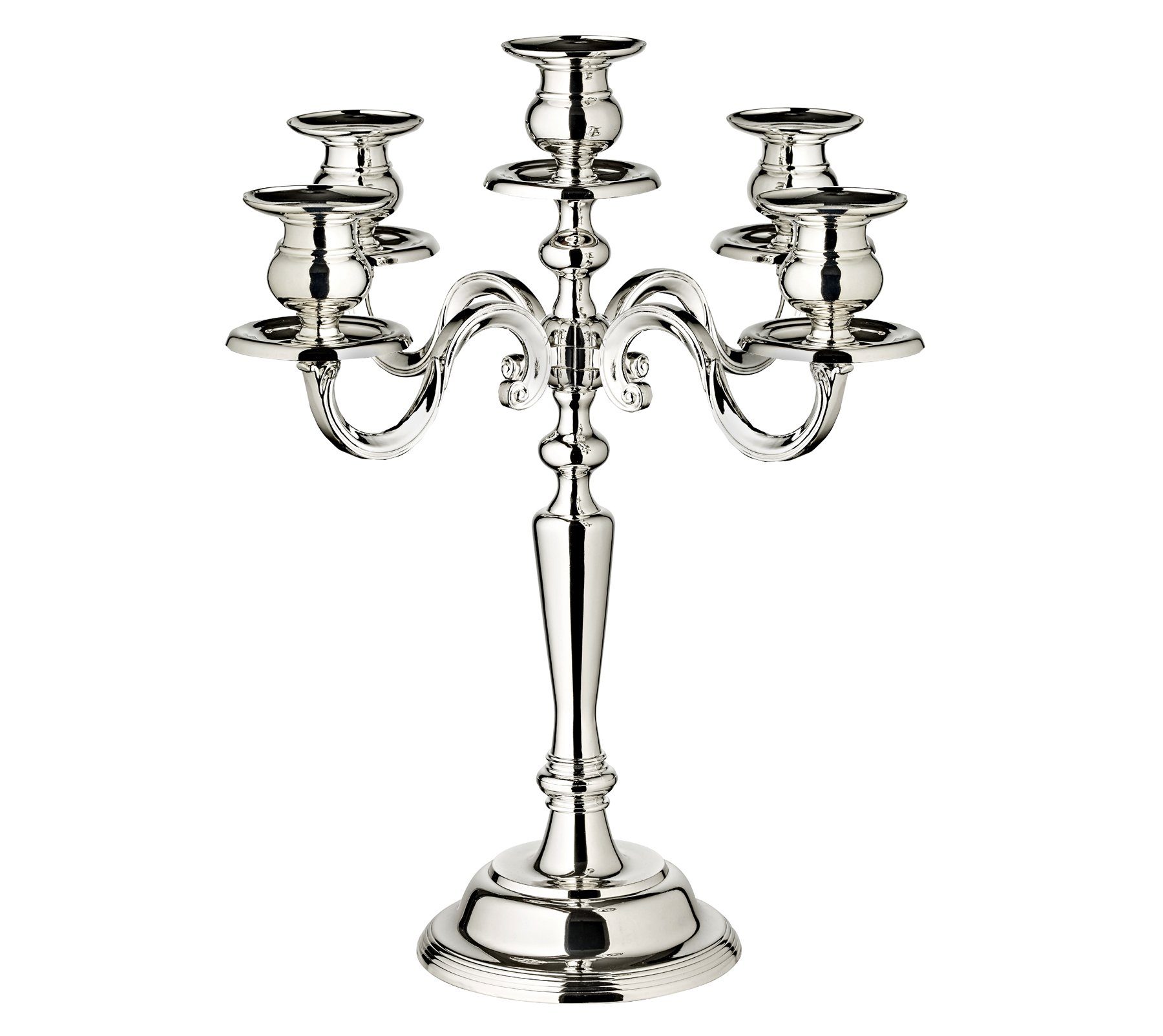 EDZARD Kerzenhalter Regina, Kerzenständer für Stabkerzen, versilbert und anlaufgeschützt, H 37 cm