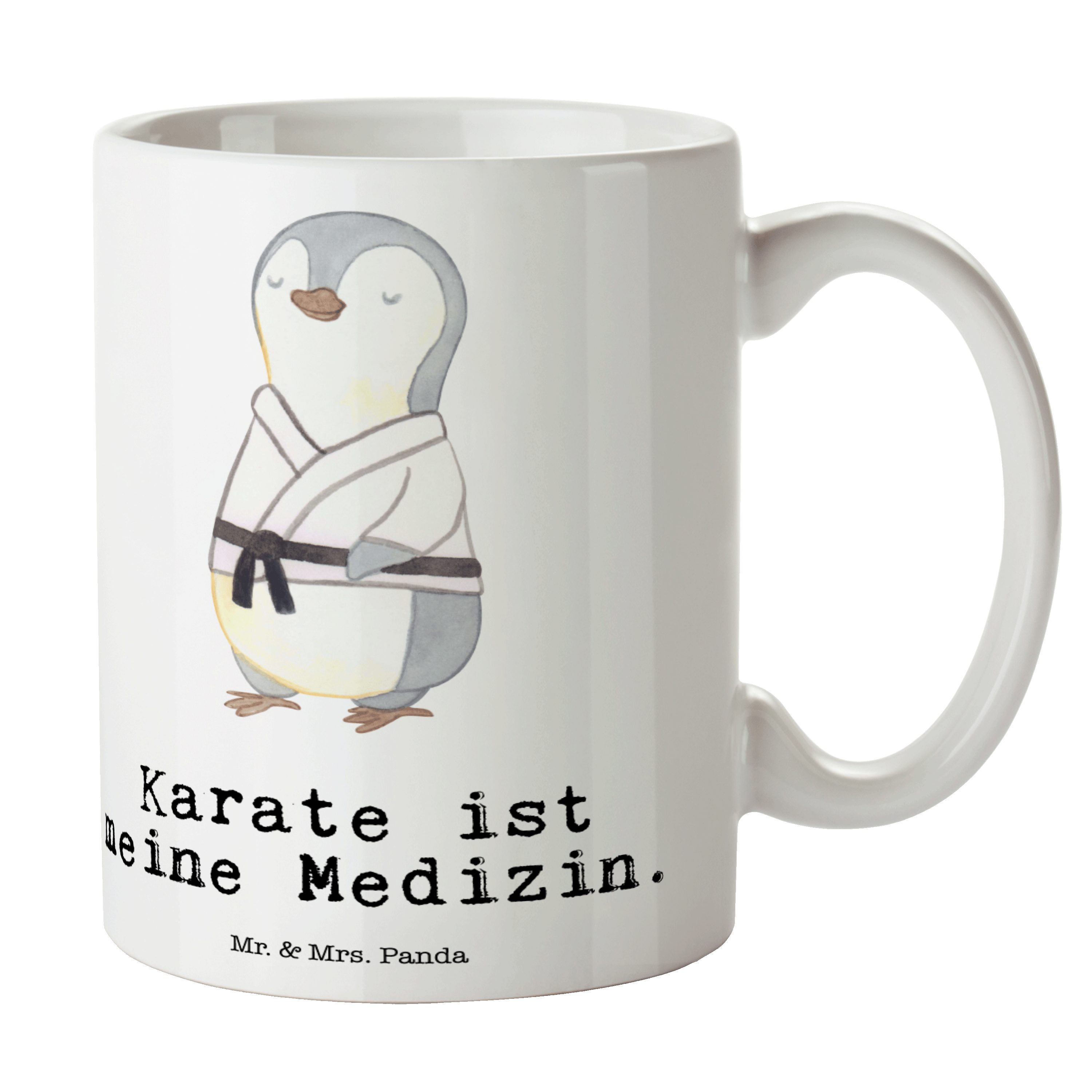 Mr. & Mrs. Panda Tasse Pinguin Karate Medizin - Weiß - Geschenk, Kampfkunst, Keramiktasse, K, Keramik