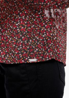 QS Langarmbluse Zarte Bluse mit Smok-Details Raffung, Spitze