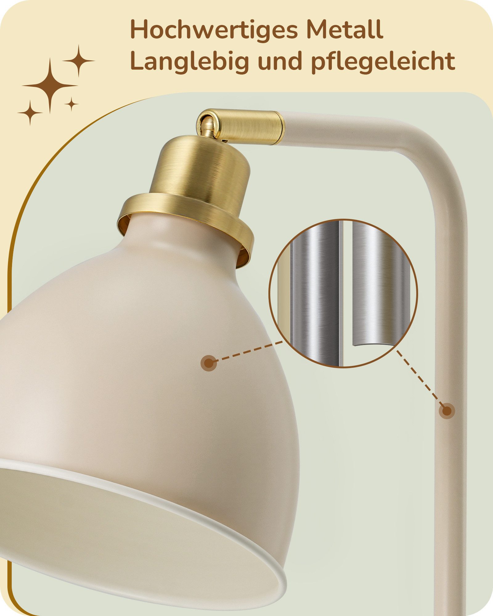 EDISHINE Stehlampe Wohnzimmer, LED wechselbar, warmweiß