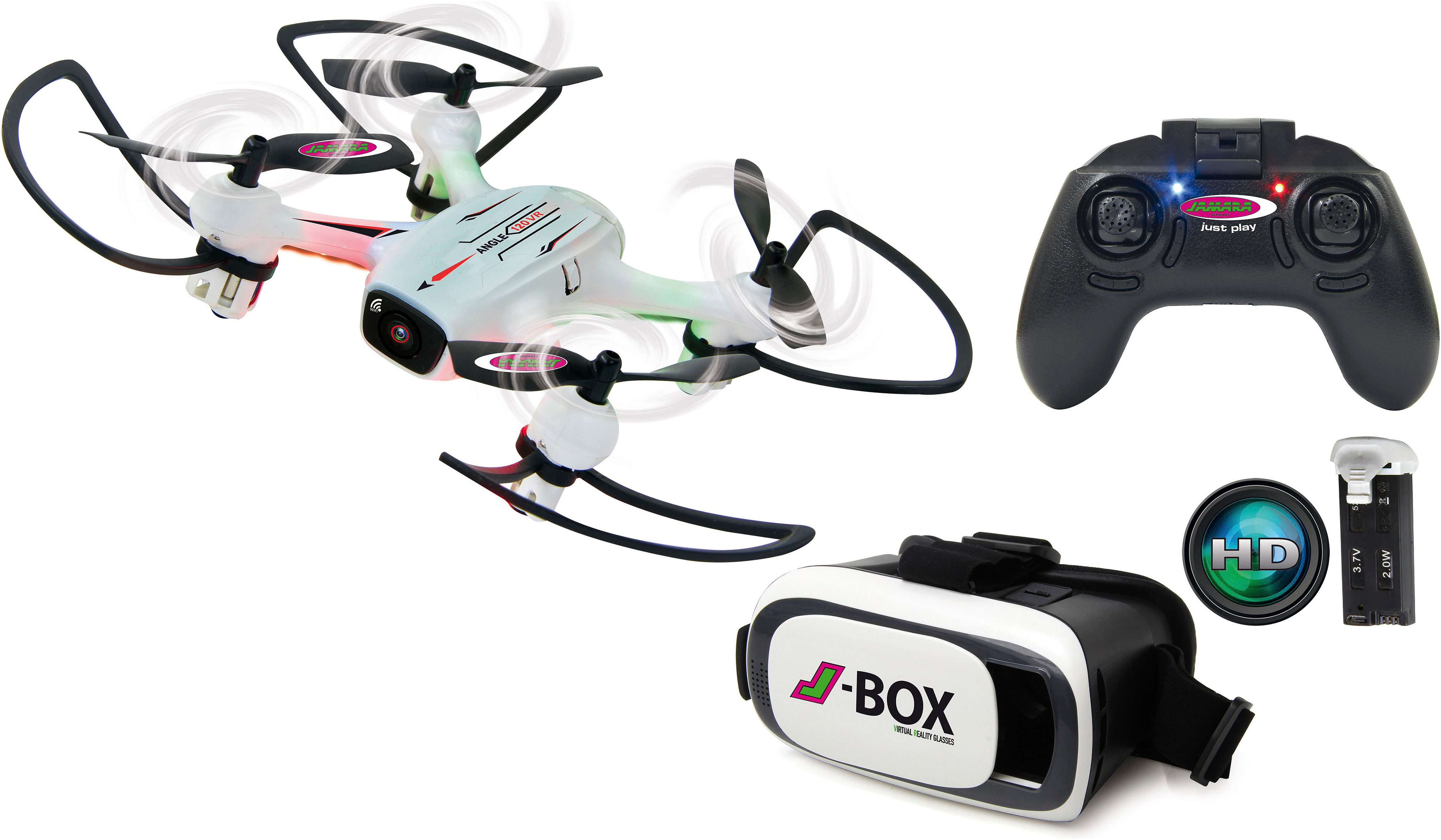 Jamara RC-Quadrocopter Angle 120 VR Wide Angle Drone Altitude HD FPV Wifi, mit LED-Licht