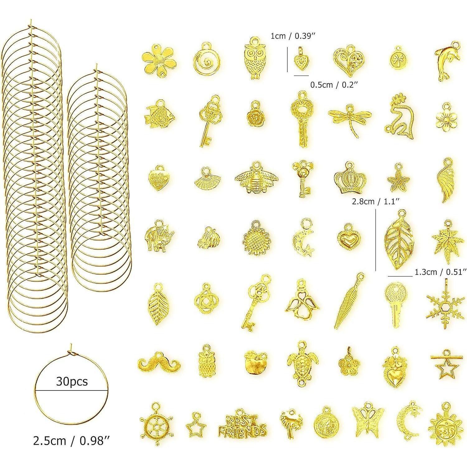 LuxusKollektion Weinglas Weinglas Anhänger Charms Kelch Marker Schnalle Goldmotiv – 50 Stück