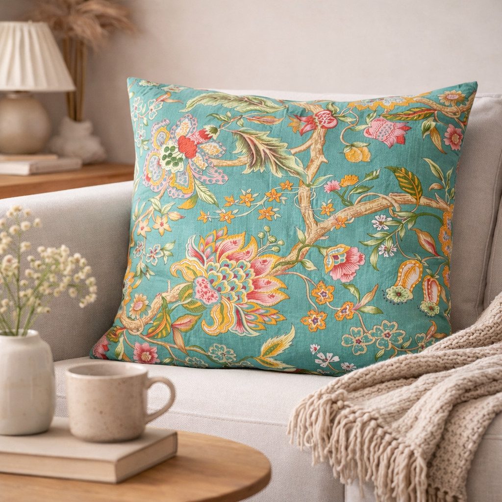 Wohndecke Amara-Petrol, AU Maison, Quilt-Optik aus Baumwolle 140 × 180 cm