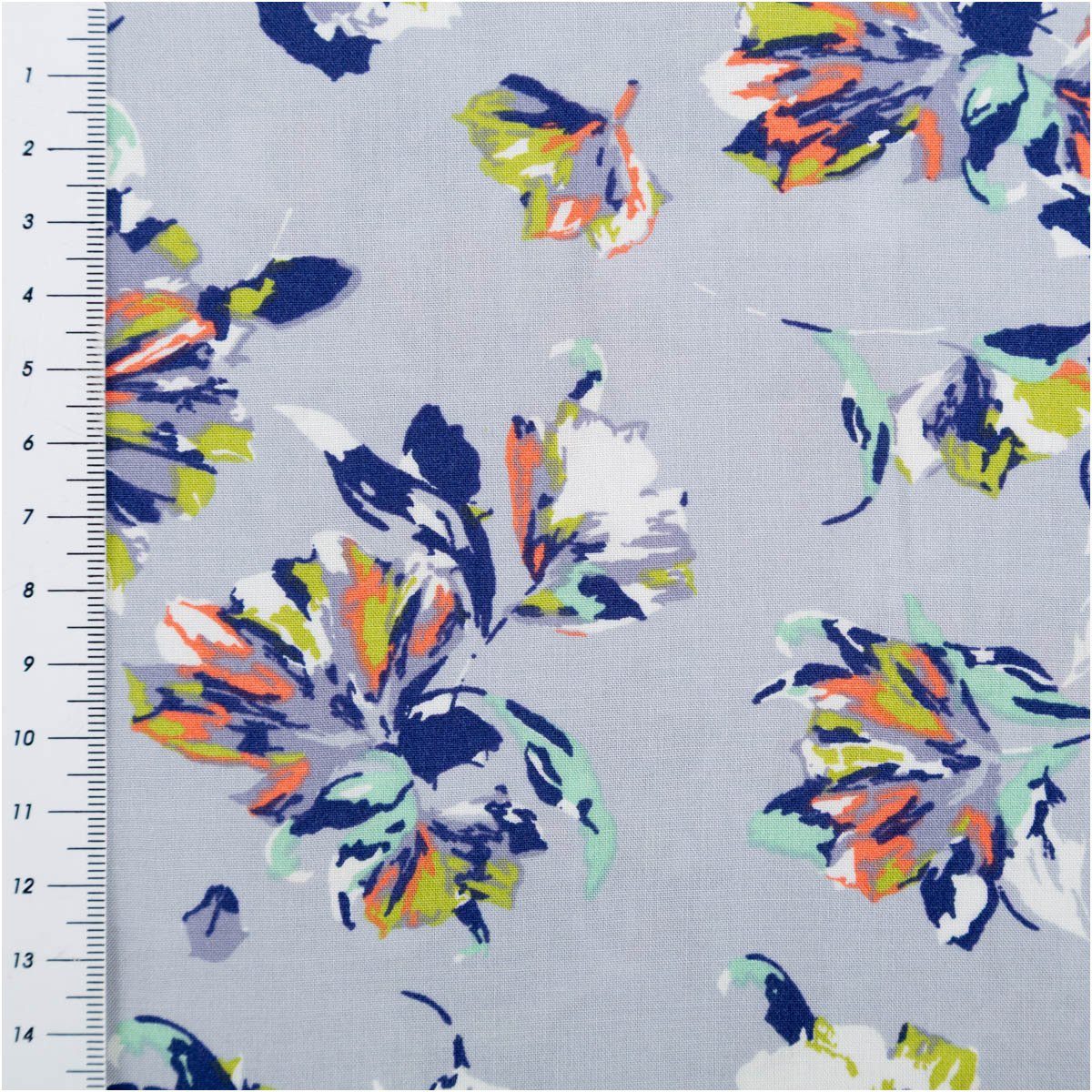 SCHÖNER LEBEN. Stoff Viskose Stoff Meterware Popeline Blumen hellblau 145cm