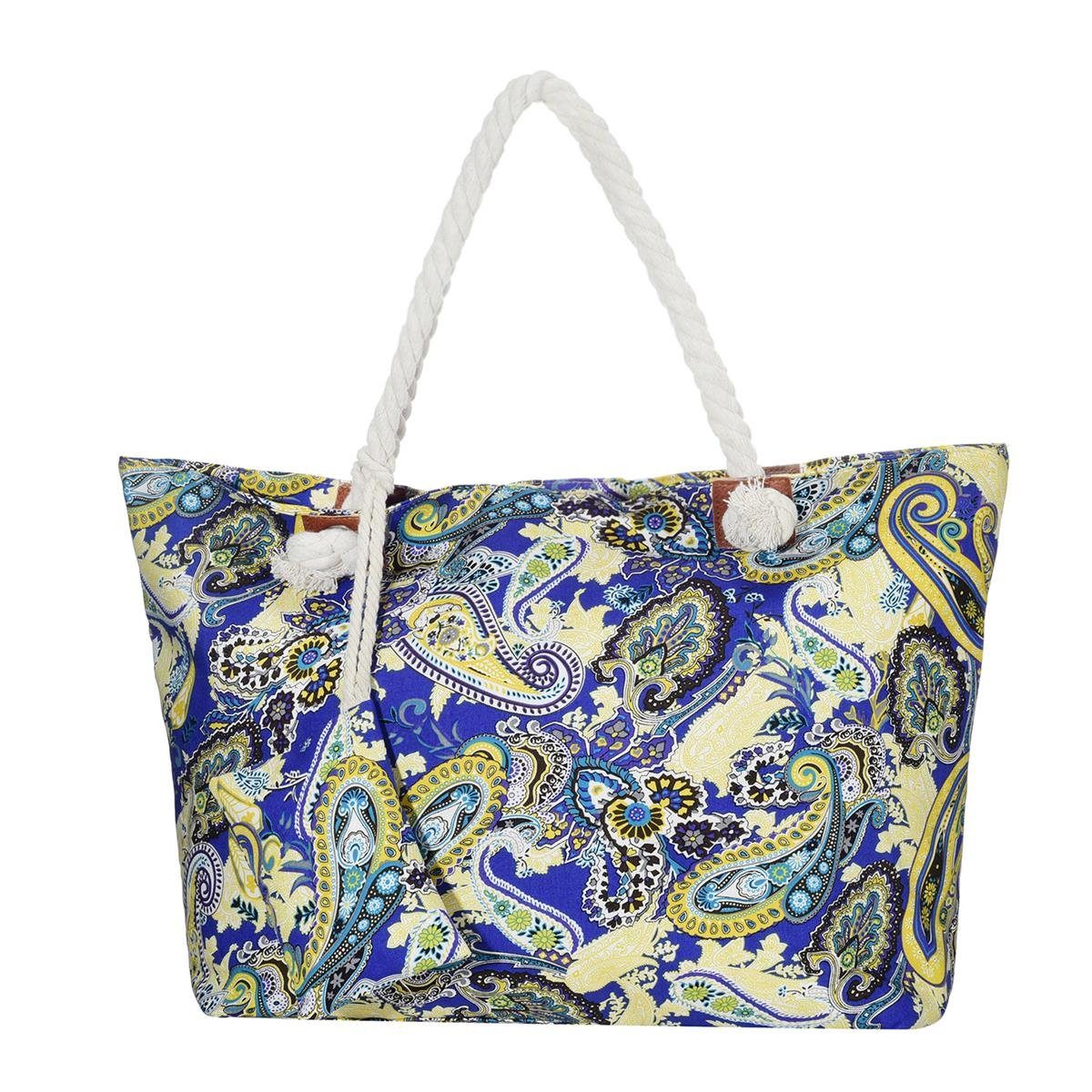 Style Große Motive DonDon Strandtasche, Shopper mit bunt (2-tlg), Beach tolle Strandtasche Reißverschluss, paisley-Muster Schultertasche