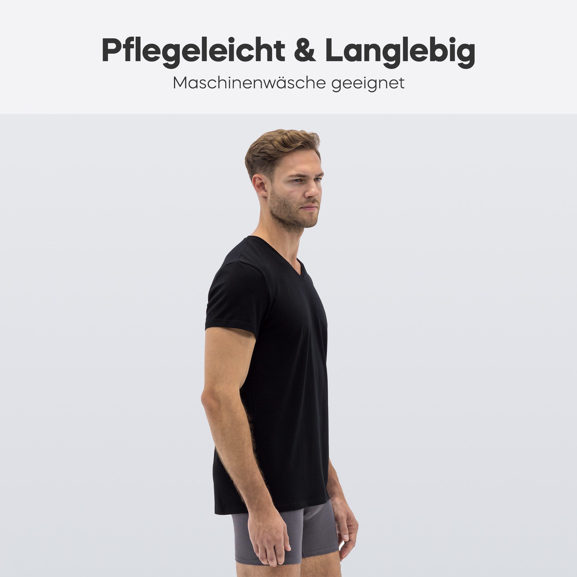 Barrio 13 T-Shirt Herren Tshirt aus Stretch Baumwolle mit V-Ausschnitt (Packung, Set, Spar-Pack, Spar-Packung, 3-tlg., 3er-Pack) Basic Slim Fit - Unterziehshirt Unterhemd