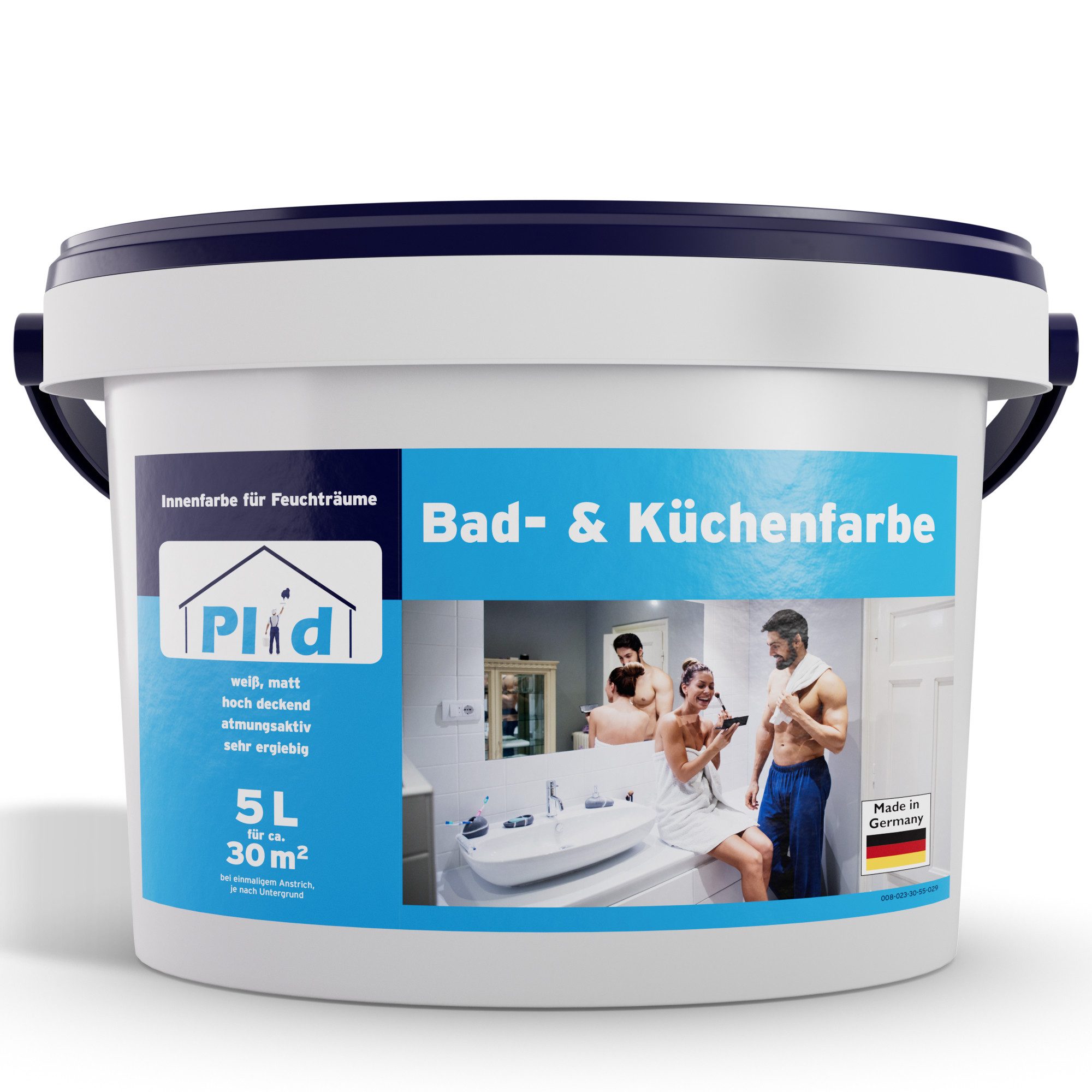 plid Feuchtraumfarbe Bad & Küchenfarbe Badfarbe Küchenfarbe Feuchtraumfarbe Wandfarbe, Schnelltrocknend, Spritzarm, Verarbeitungsfertig