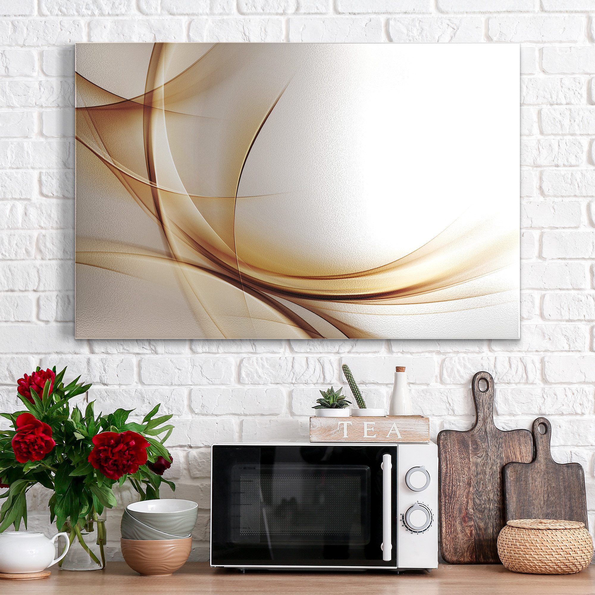 DEQORI Magnettafel 'Elegante Goldene Wellen', Metall Whiteboard für alle Magnete, Magnetboard magnetisch