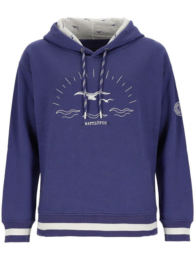 Kapuzenpullover 80872 Damen Sweathoody Hoodie-Pullover Front-Grafik-Stick Möwen & Meer