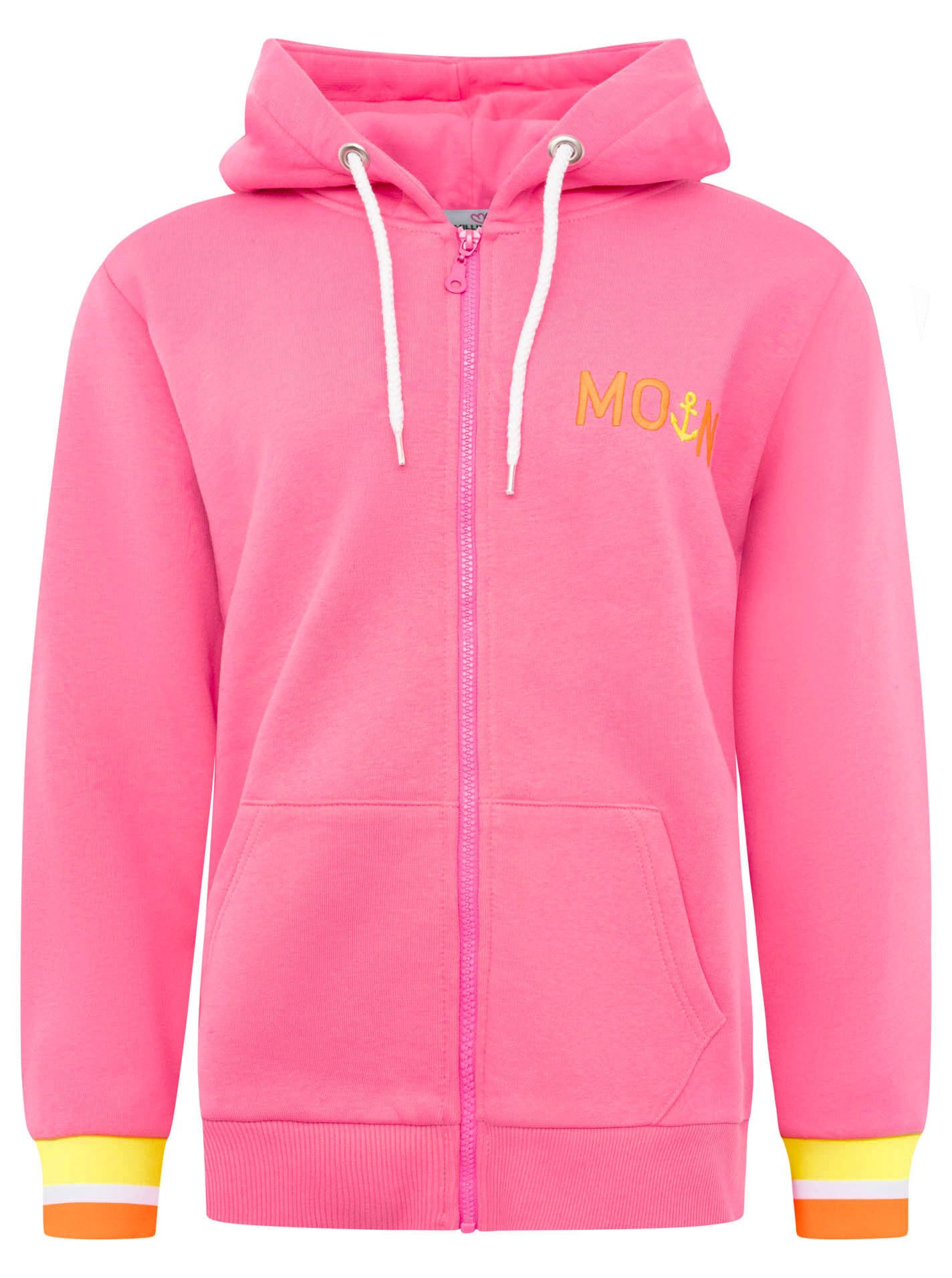 Zwillingsherz Kapuzensweatjacke "Rahel" Langarm, Kapuze, Reißverschluss, modisch, Schriftzug, Taschen