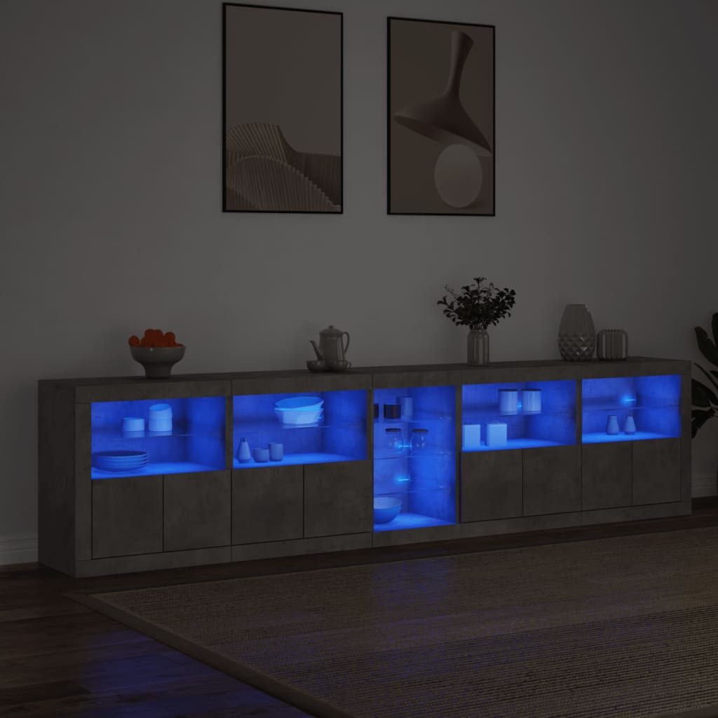 vidaXL Sideboard Sideboard mit LED-Leuchten Betongrau günstig online kaufen