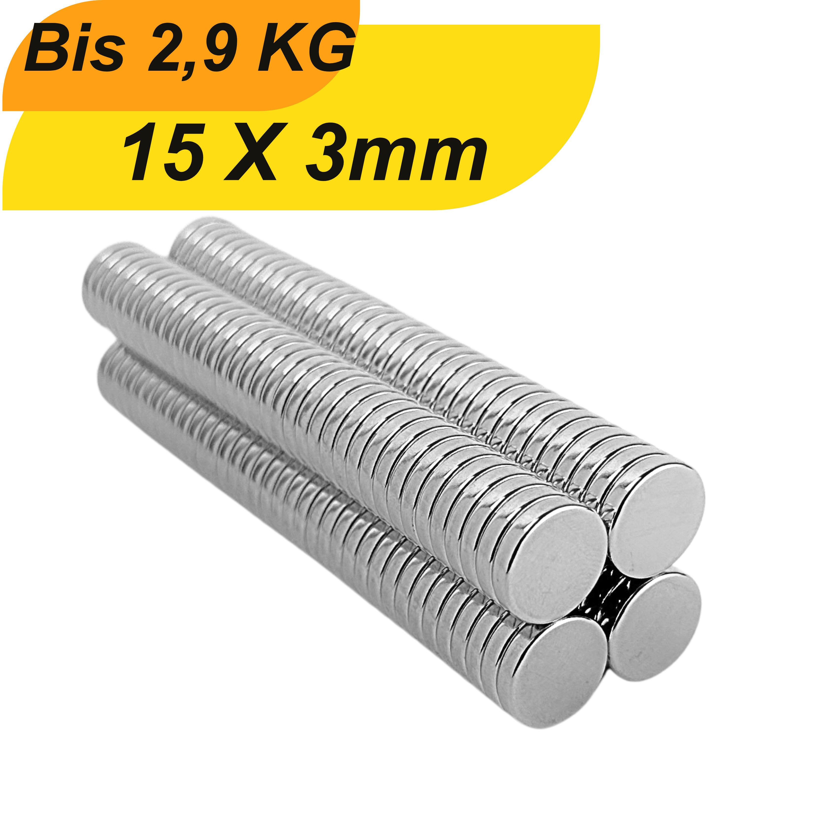 Magnet Neodym Magnet 15 x 3 mm Supermagnete hohe Haftkraft Scheibenmagnet