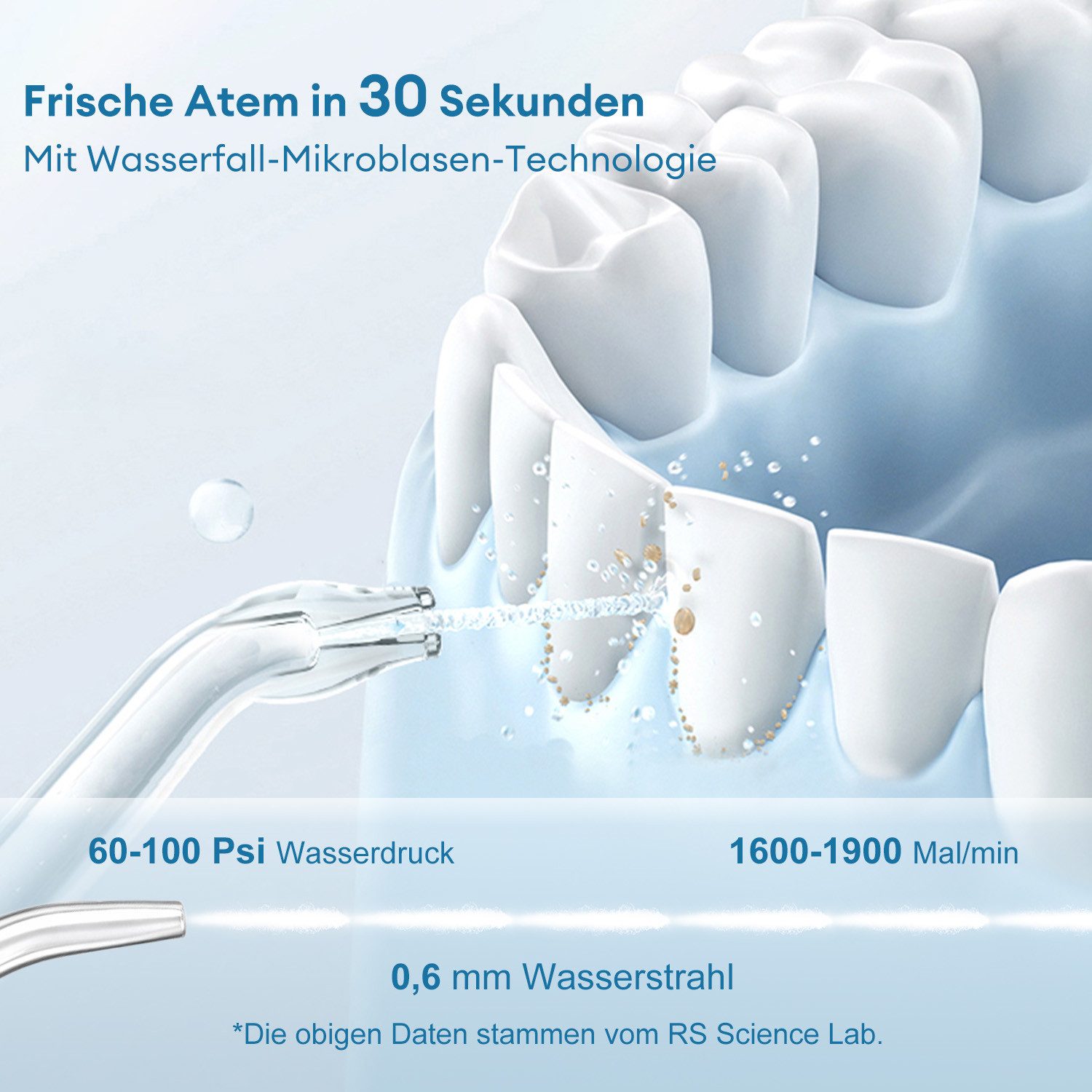 CkeyiN Munddusche Munddusche Mini Zahnzwischenraumreiniger Tragbar mit 4 Modi IPX7, Aufsätze: 5 St., 200ML versenkbarer Wassertank Reise Wasserzahnseide mit 5 Ersatzdüsen