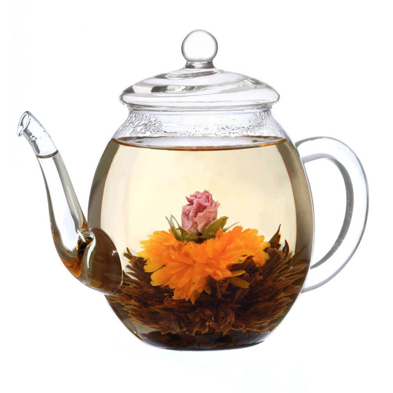 Creano Tee Teeblumen Geschenkset mit 500ml Glaskanne - 6 Teerosen (Schwarzer Tee), 1 x 6 St.
