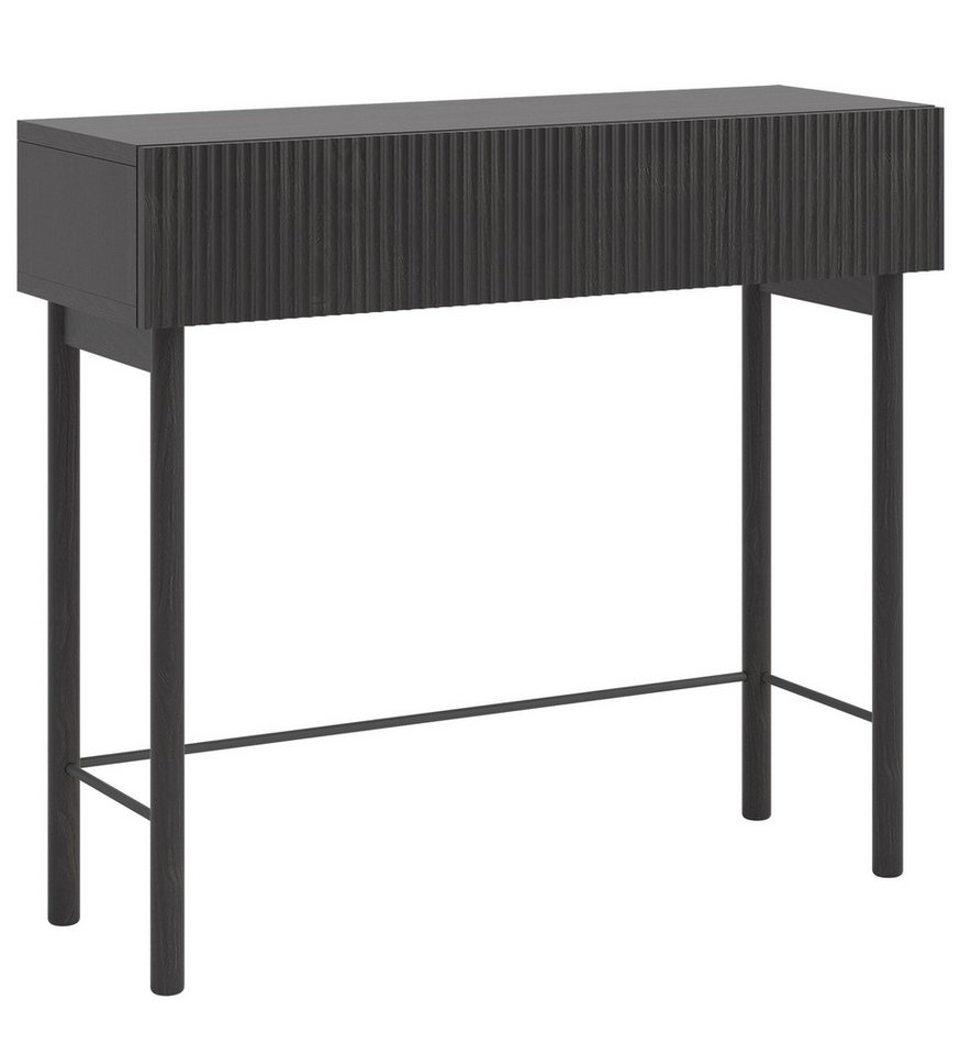 Selsey Konsolentisch NOLIE, mit Schublade, geriffelter Front und Holzbeinen, 90 cm