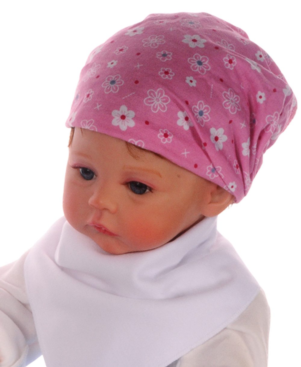 La Bortini Bandana Baby Kopftuch Sommer Mütze mit Gummizug mit Blumen, aus reiner Baumwolle, 40 41 42 43 44 45 gemustert, sommerlich