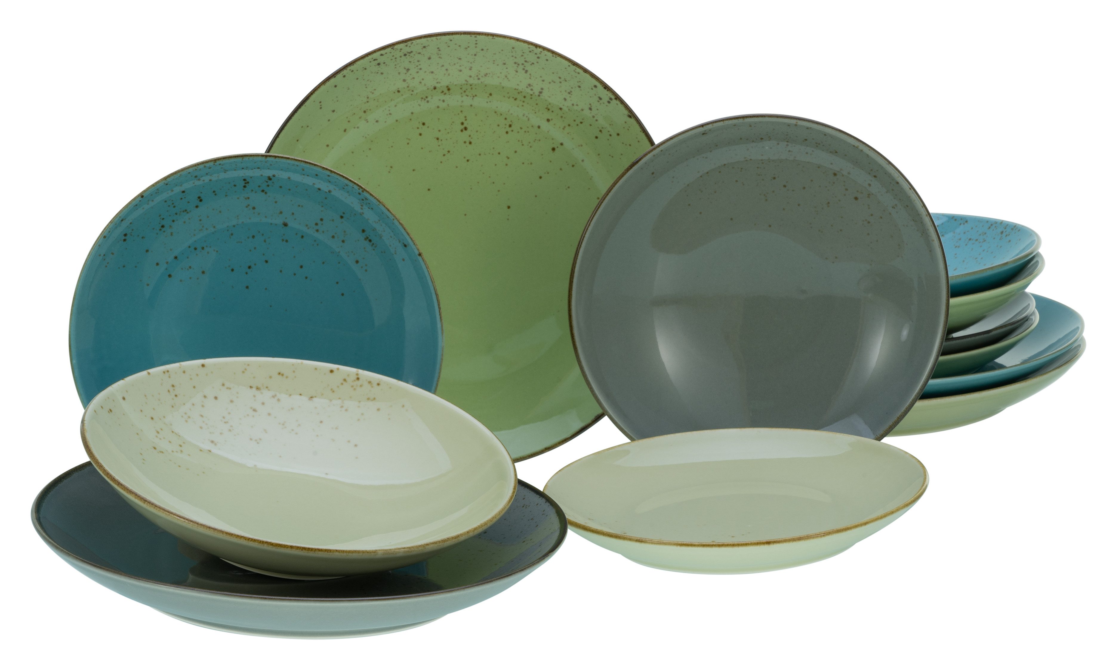 CreaTable Tafelservice Geschirr-Set NATURE COLLECTION (12-tlg), 4 Personen, Steinzeug, Teller Set, Service, 12 Teile, für 4 Personen