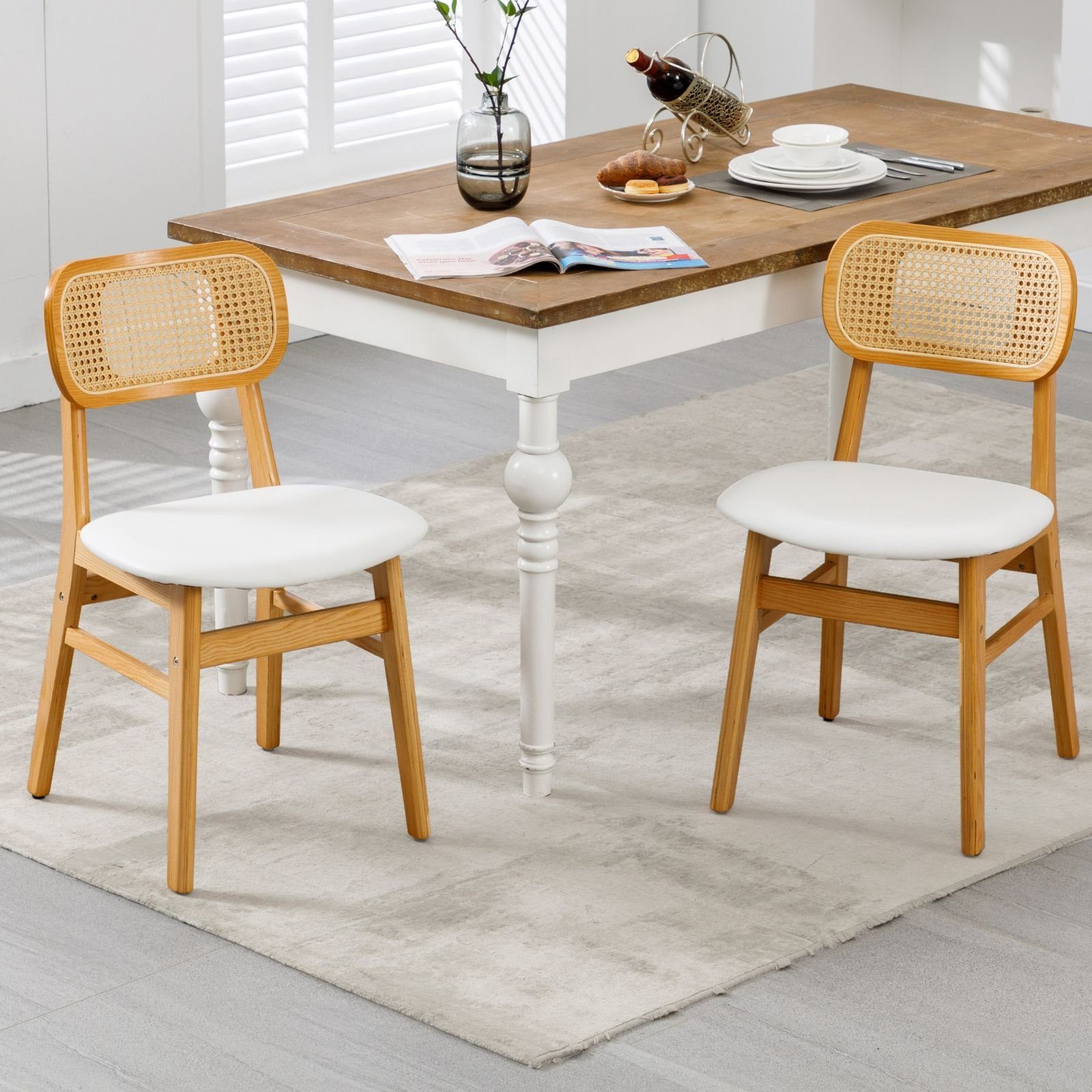 WAHSON OFFICE CHAIRS Esszimmerstuhl Rattansessel 2/4er Set, Küchenstuhl günstig online kaufen