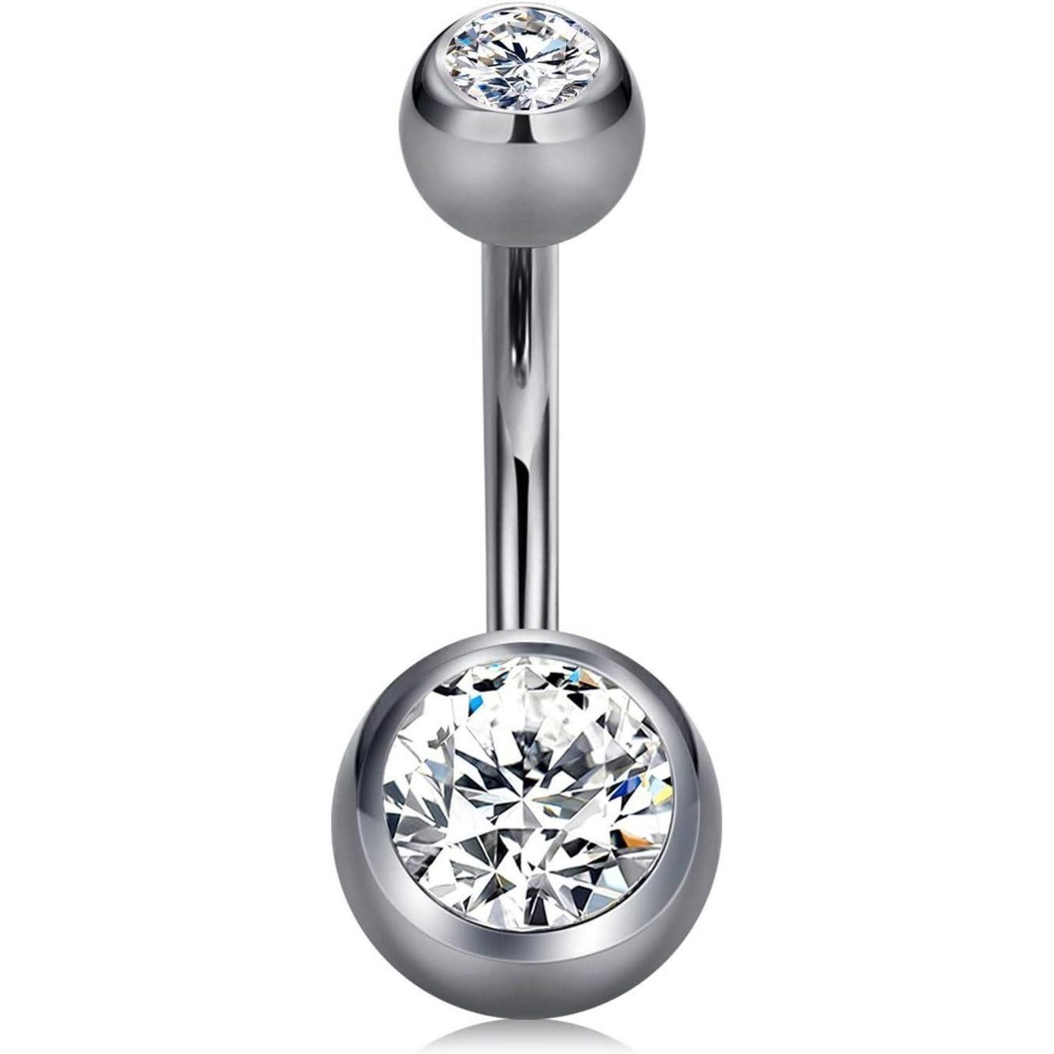 Bauchnabelpiercing Titanium Belly Button Piercing 6mm Crystal 14G Navel Piercing