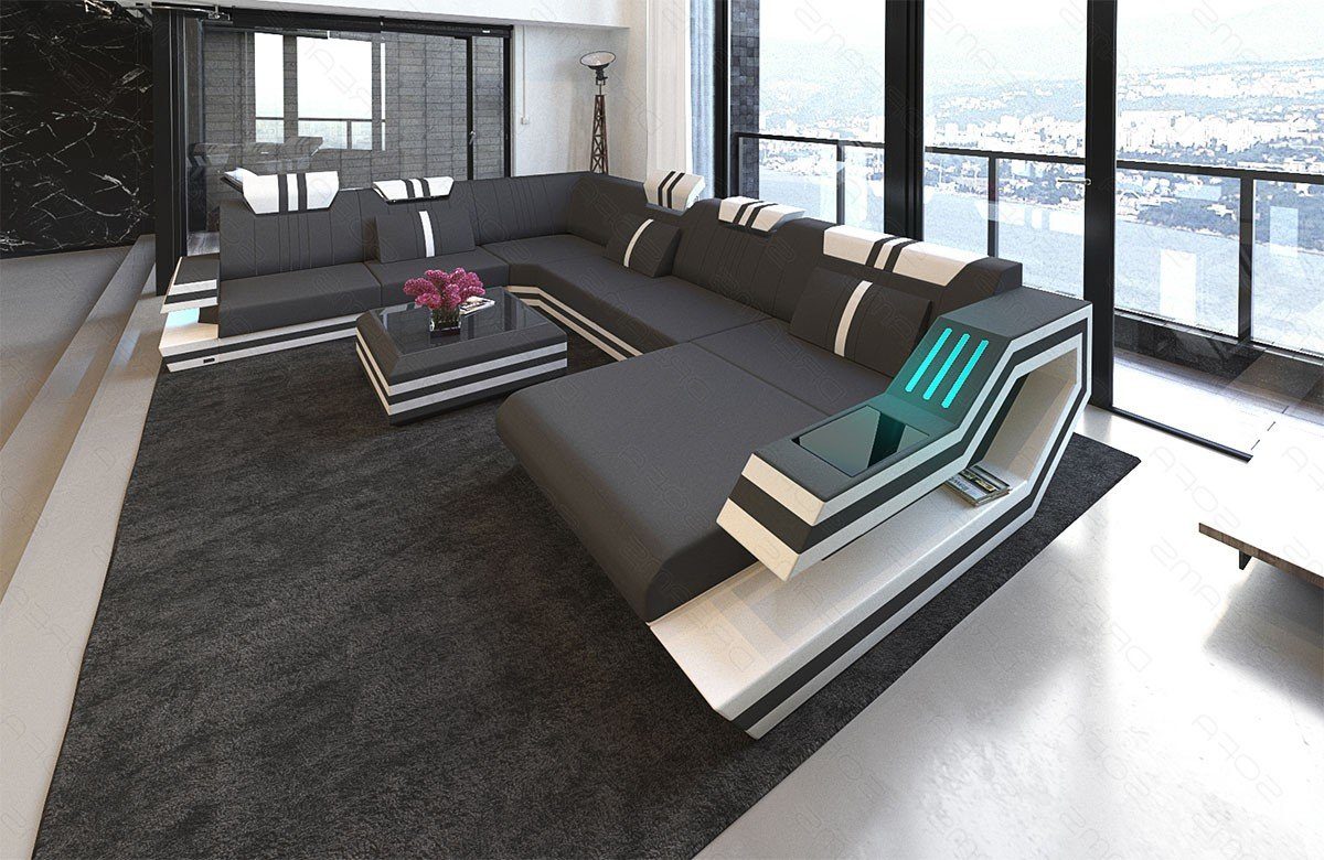 Sofa Dreams Wohnlandschaft Stoff Polster Sofa Ravenna XXL M Mikrofaser Stoffsofa, Couch wahlweise mit Bettfunktion