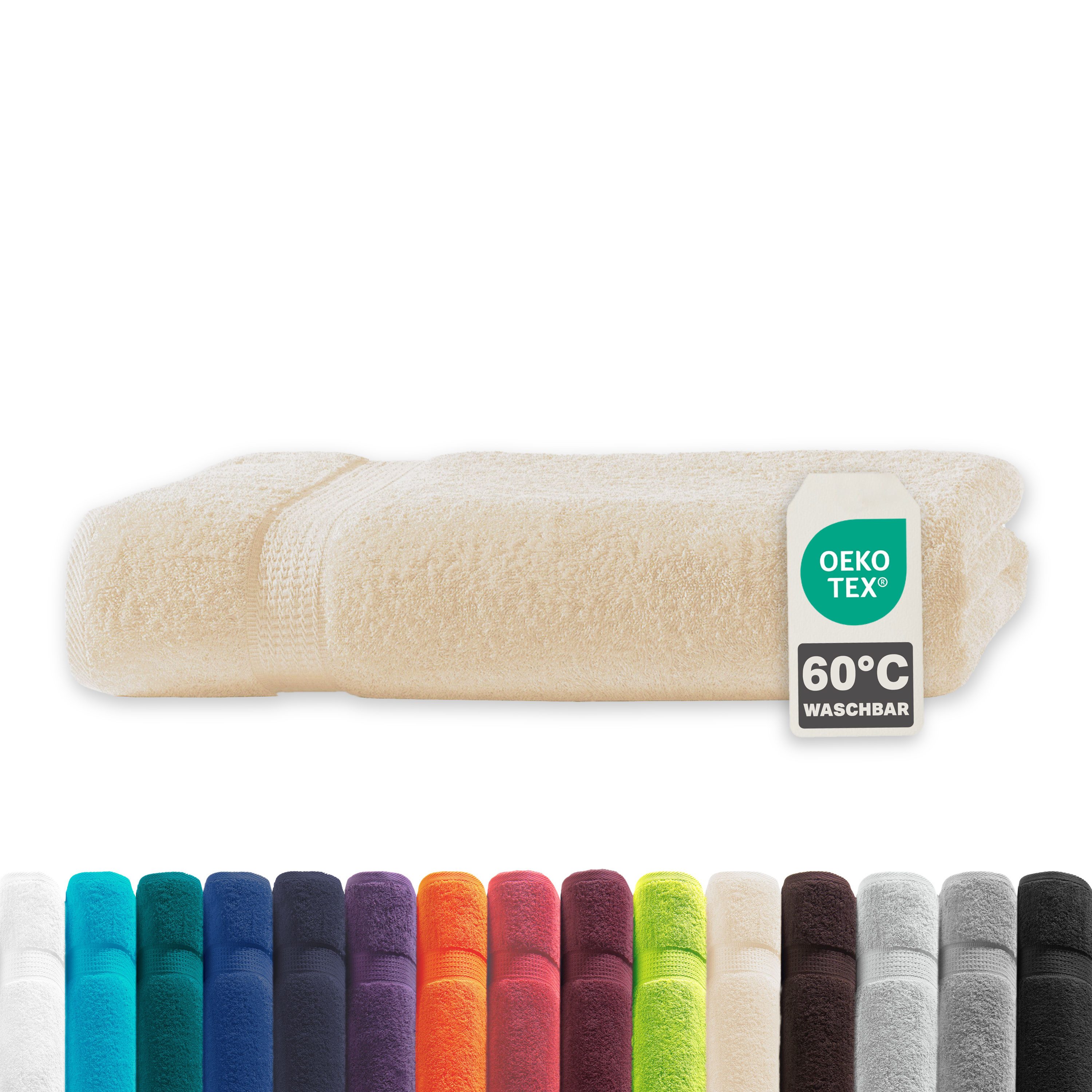 Devior Handtuch Set Frottierserie Elegance in vielen Farben, hochwertig mit 500 g/m², Badetuch - 100% Baumwolle (1-St), 100x150 cm, ideal für Bad & Sauna, 60° Wäsche, trocknergeeignet