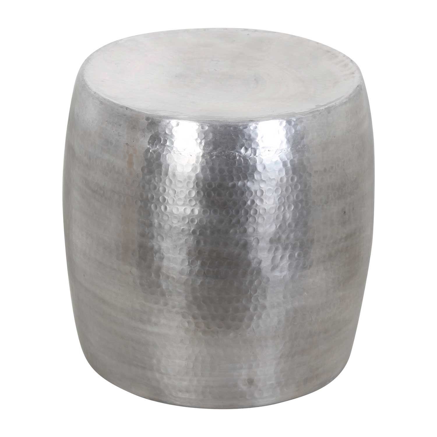 Casa Sofatisch Silber Art mit Tisch, 38cm Hammerschlag Beistelltisch Kinza Ø Couchtisch Kunsthandwerk rund, Deko Aluminium Beistelltisch aus Moro Optik gehämmert,