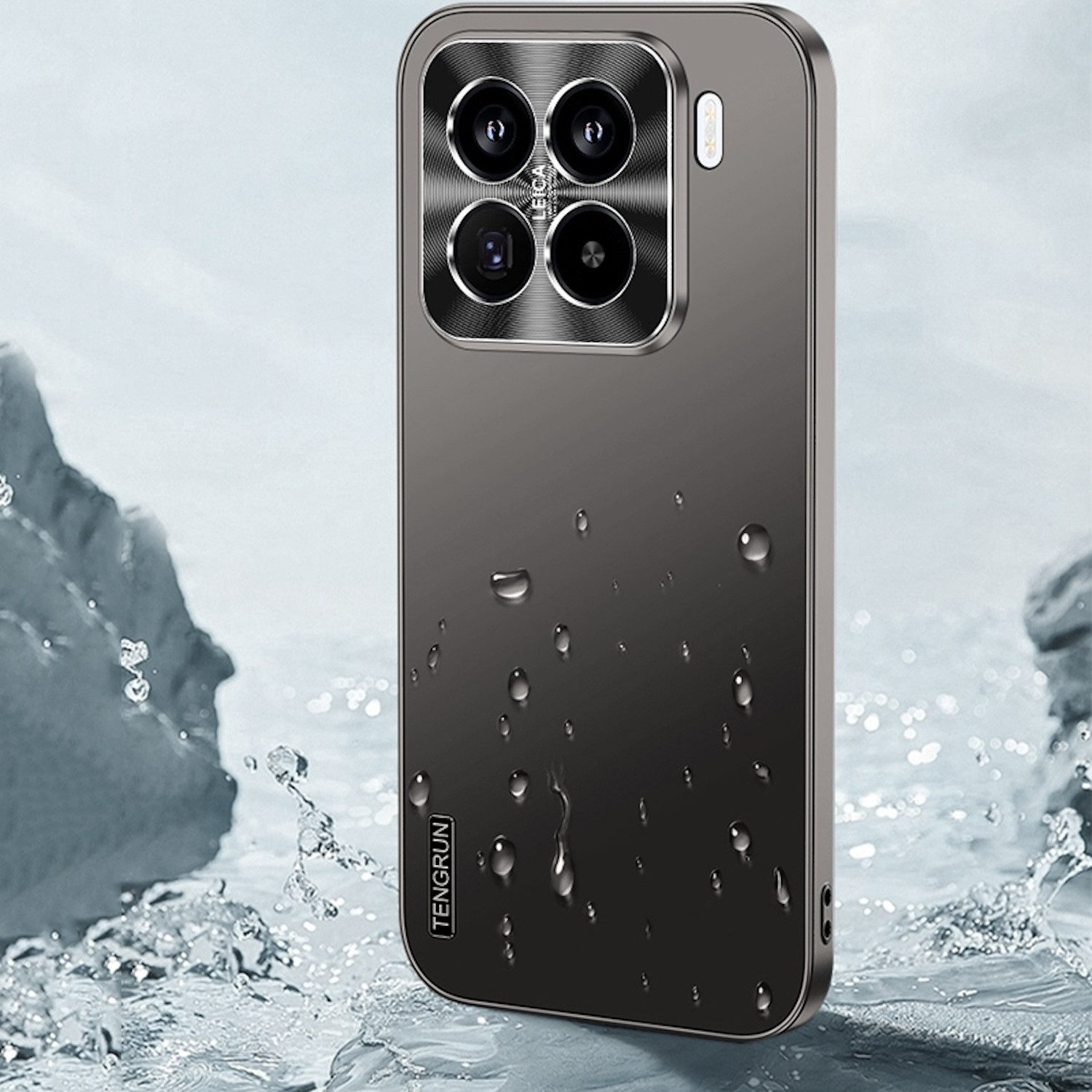 Wigento Handyhülle Für Xiaomi 15 Pro Feinmattes Metall Design Handy Hülle Tasche Schwarz, Mikro-frostige Metallic-Lackierung, stilvolles Design
