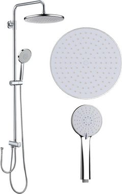 GAOZHI Duschsystem Regendusche Duschkopf 23X23cm Regendusche ohne Armatur, mit 3 Funktionen Handbrause, Verstellbarer Duschstange 90-120Cm Chrom