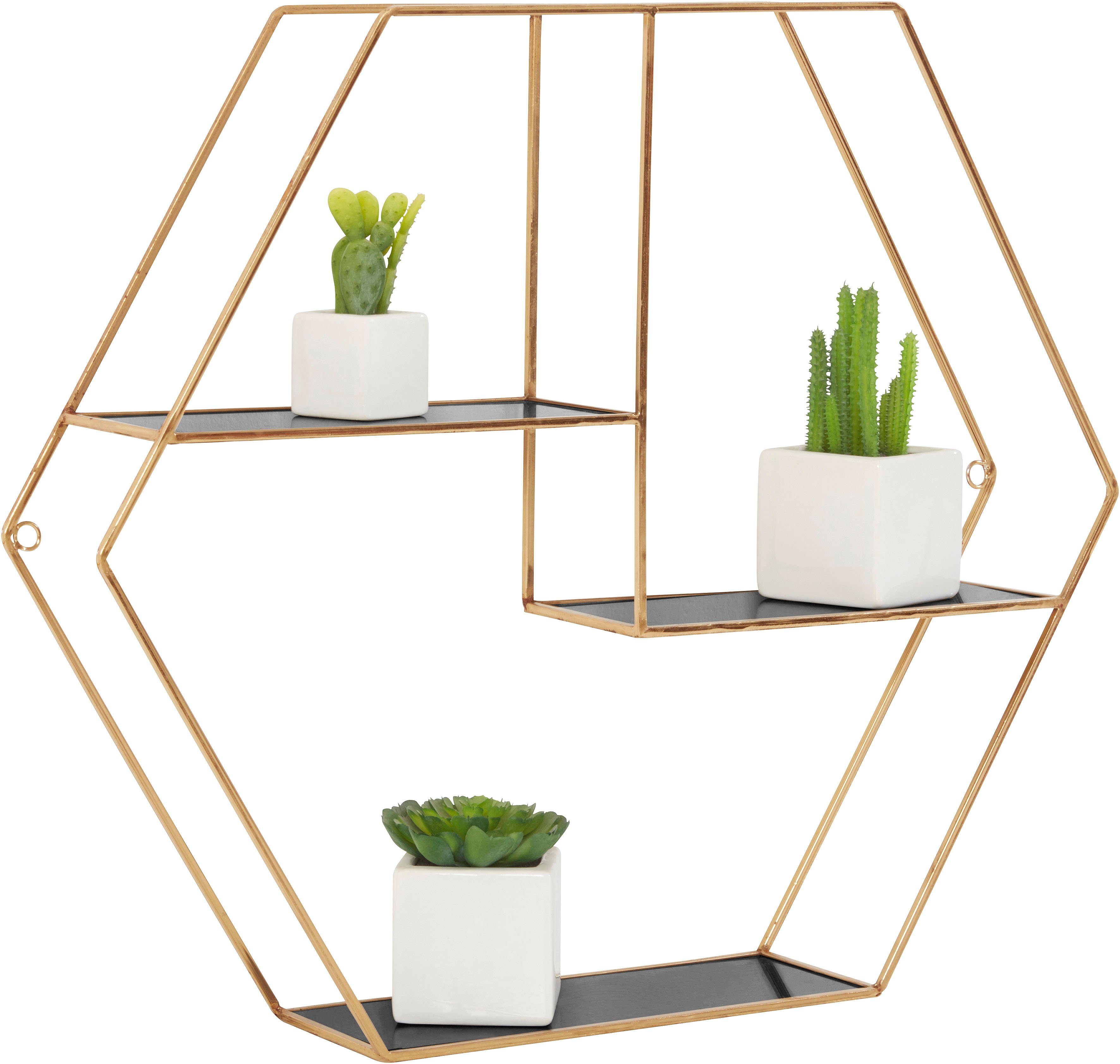 Leonique in goldfarben, Hexagon, modernem Element, sechseckiges Design Deko-Wandregal