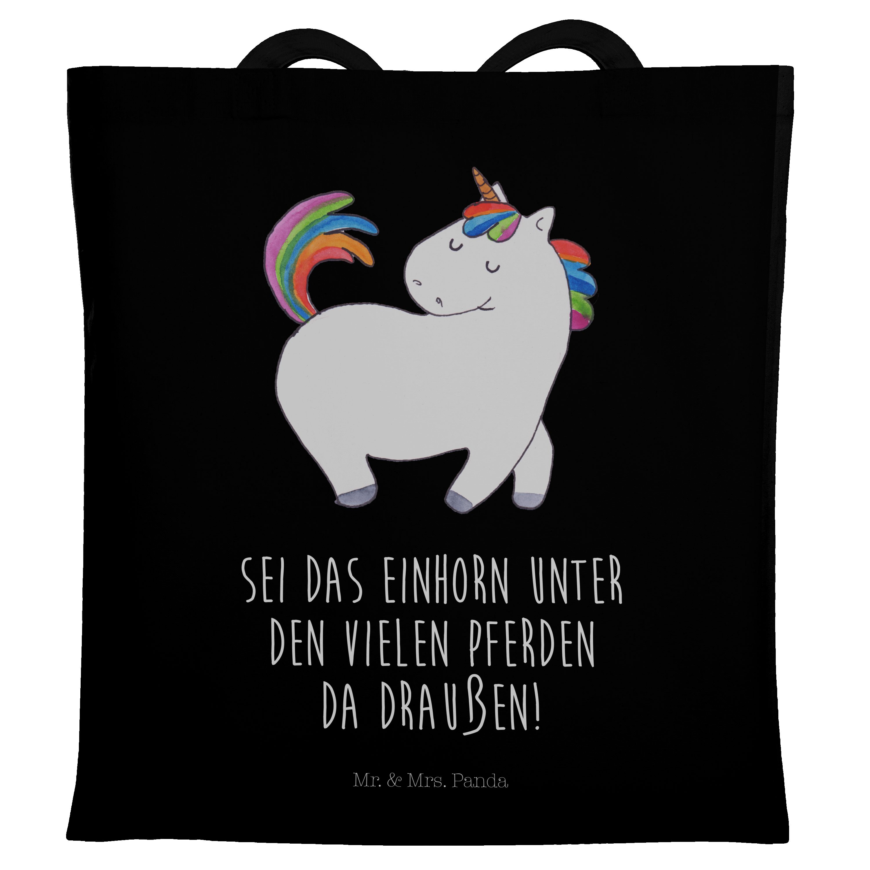 Mr. & Mrs. Panda Tragetasche Einhorn stolzierend - Schwarz - Geschenk, Pegasus, Beutel, Pferd, Beu (1-tlg)