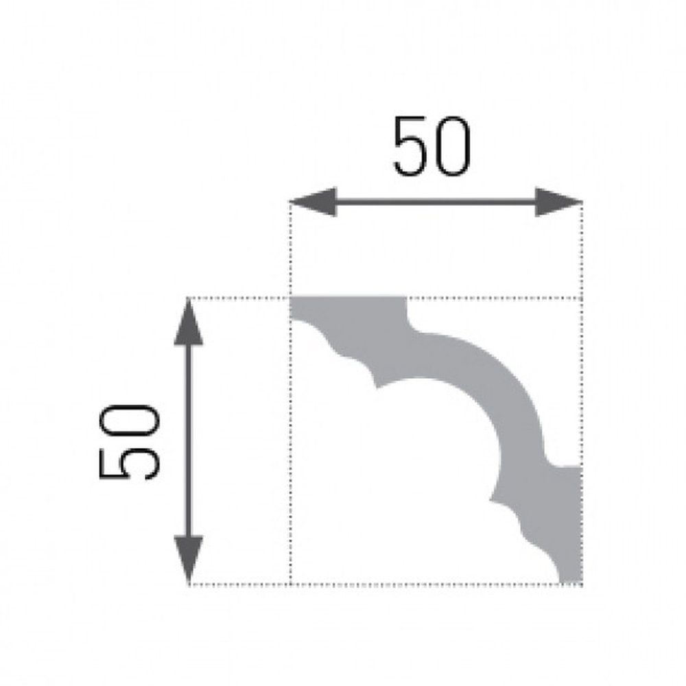 PROVISTON Stuckleiste Polystyrol, 50 x 50 x 2000 mm, Weiß, Deckenleiste, Kleben, Polystyrol, 1-St.