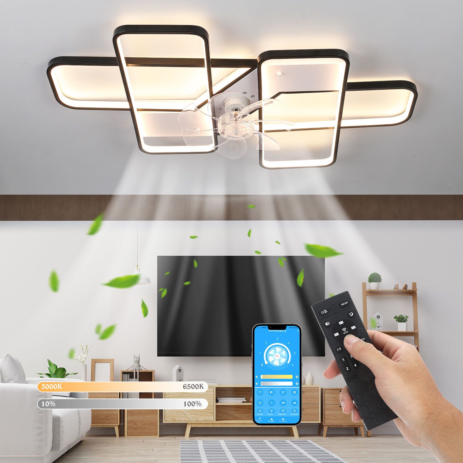 oyajia LED Deckenleuchte 63W Deckenleuchte Geometrieform, günstig online kaufen