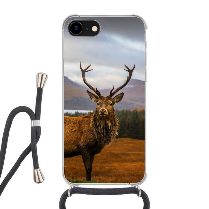 MuchoWow Handyhülle Hirsche - Berge - Wasser - Landschaft - Tiere - Bäume Handyhülle Telefonhülle Apple iPhone 8