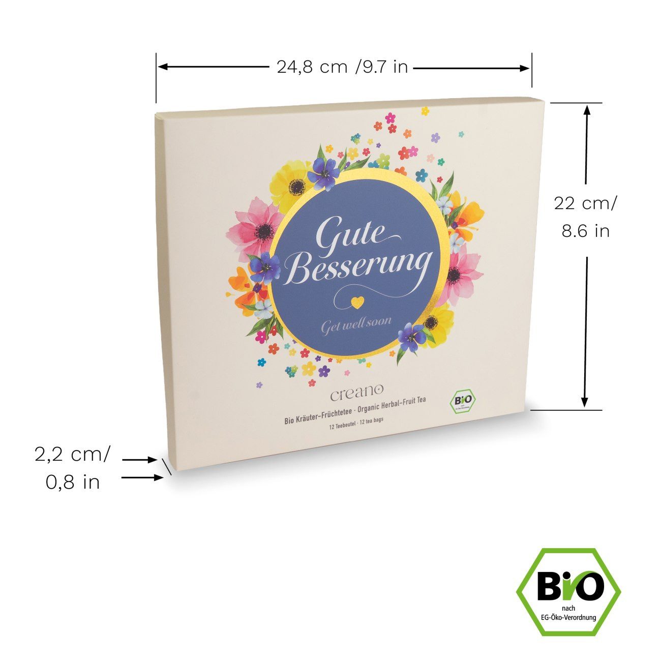 Creano Tee Bio Kräutertee Geschenkset - Gute Besserung - 12x Bio-Teebeutel 24g*, 1 x 12 St.