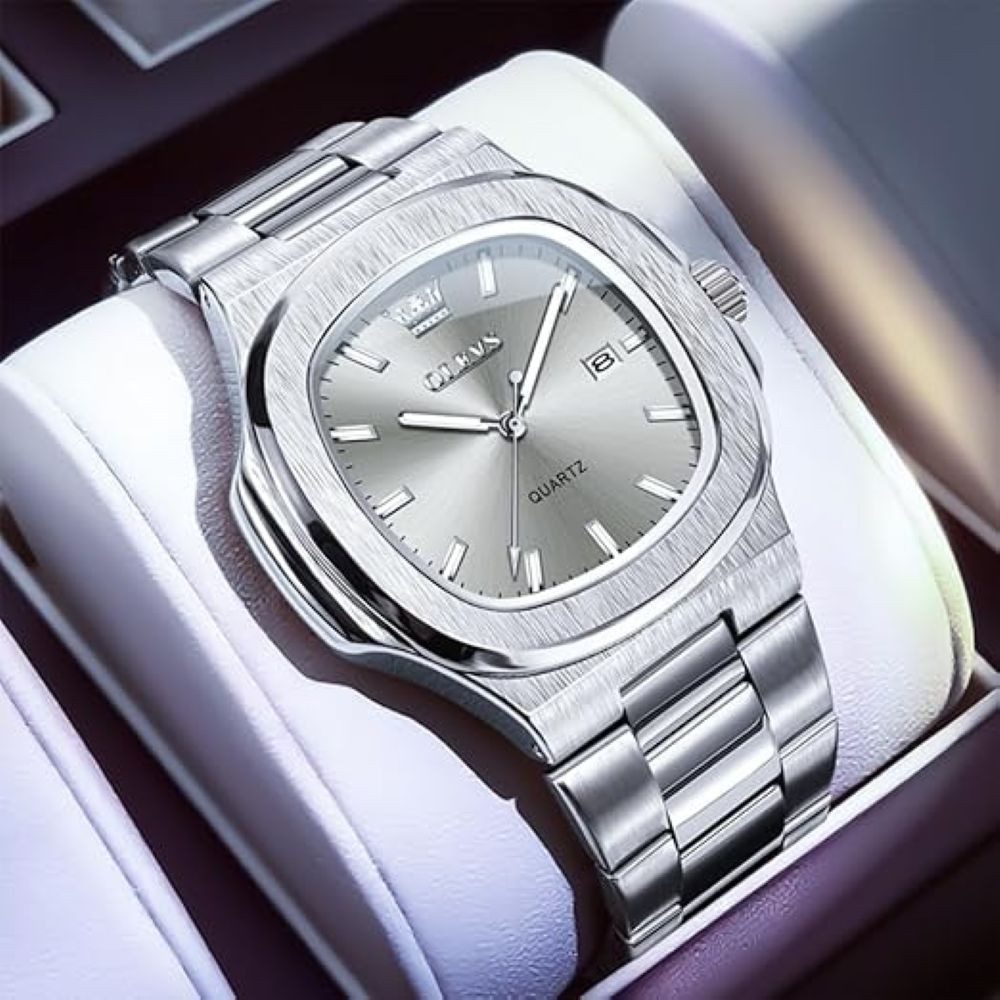 OLEVS Quarzuhr OLEVS Herren Uhr – Bogenlünette, texturiertes Zifferblatt, Quarz