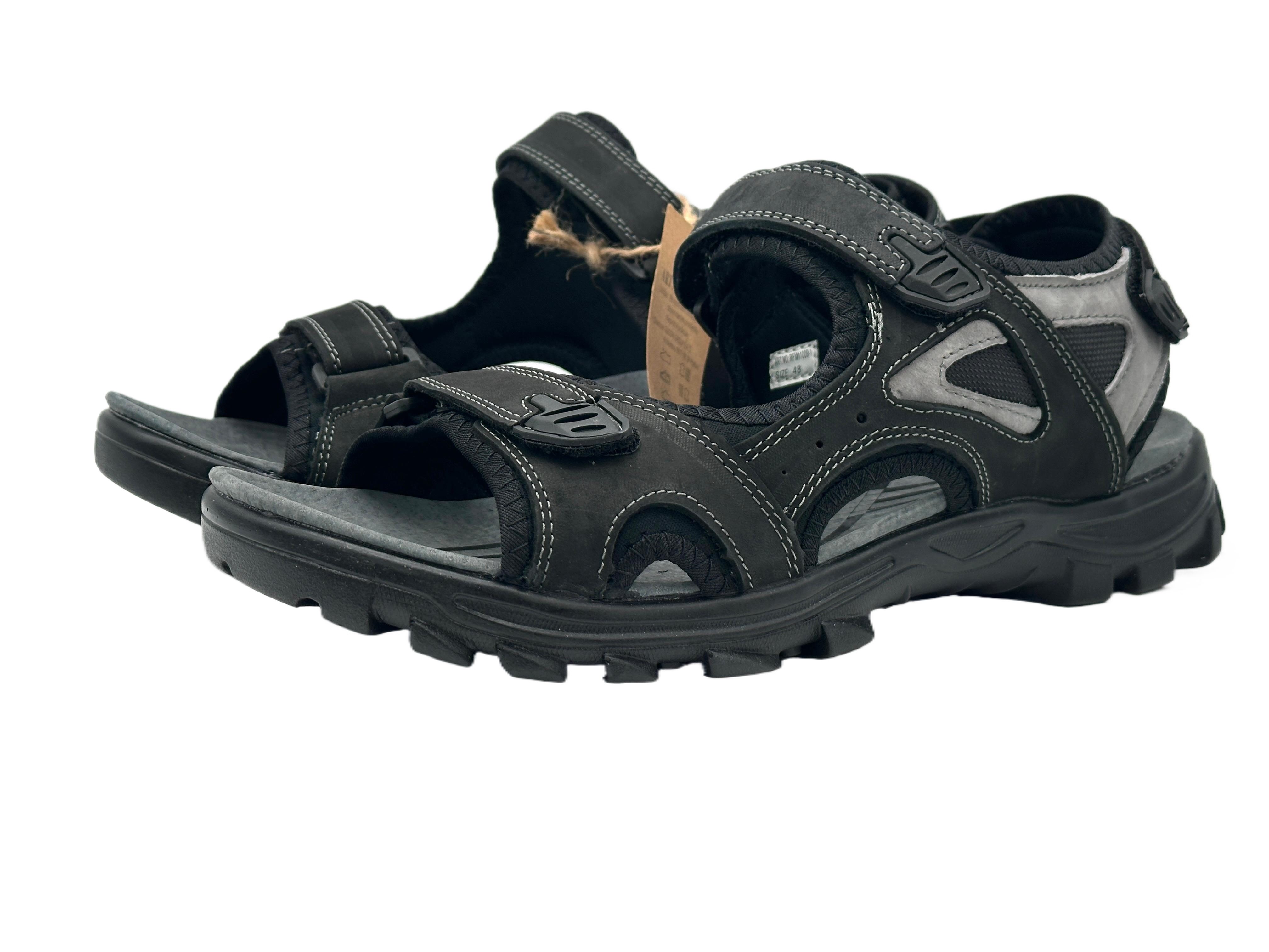 Nowaland Herren Trekkingsandalen aus Leder mit Klettverschluss Trekkingsandale Robuste Trekkingsandalen mit rutschfester Sohle und gepolsterter Sohle – Bild 3 von 5