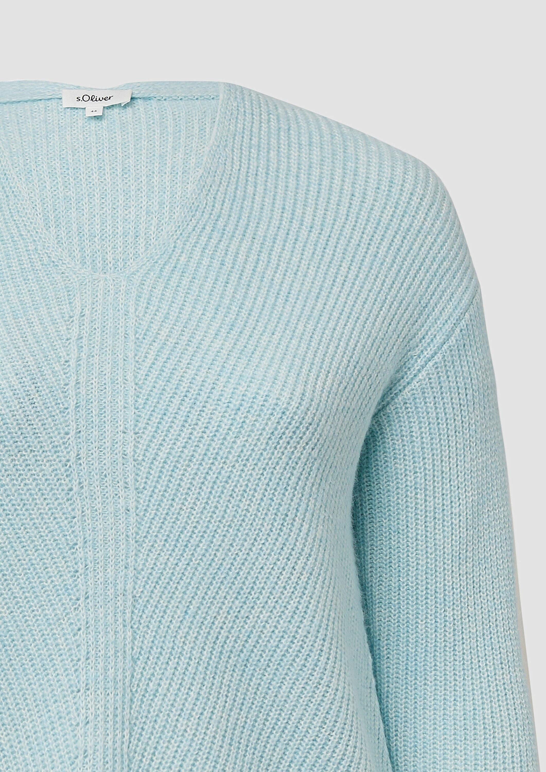 s.Oliver Longpullover Strickpullover Weicher Strickpullover im Relaxed Fit mit V-Ausschnitt